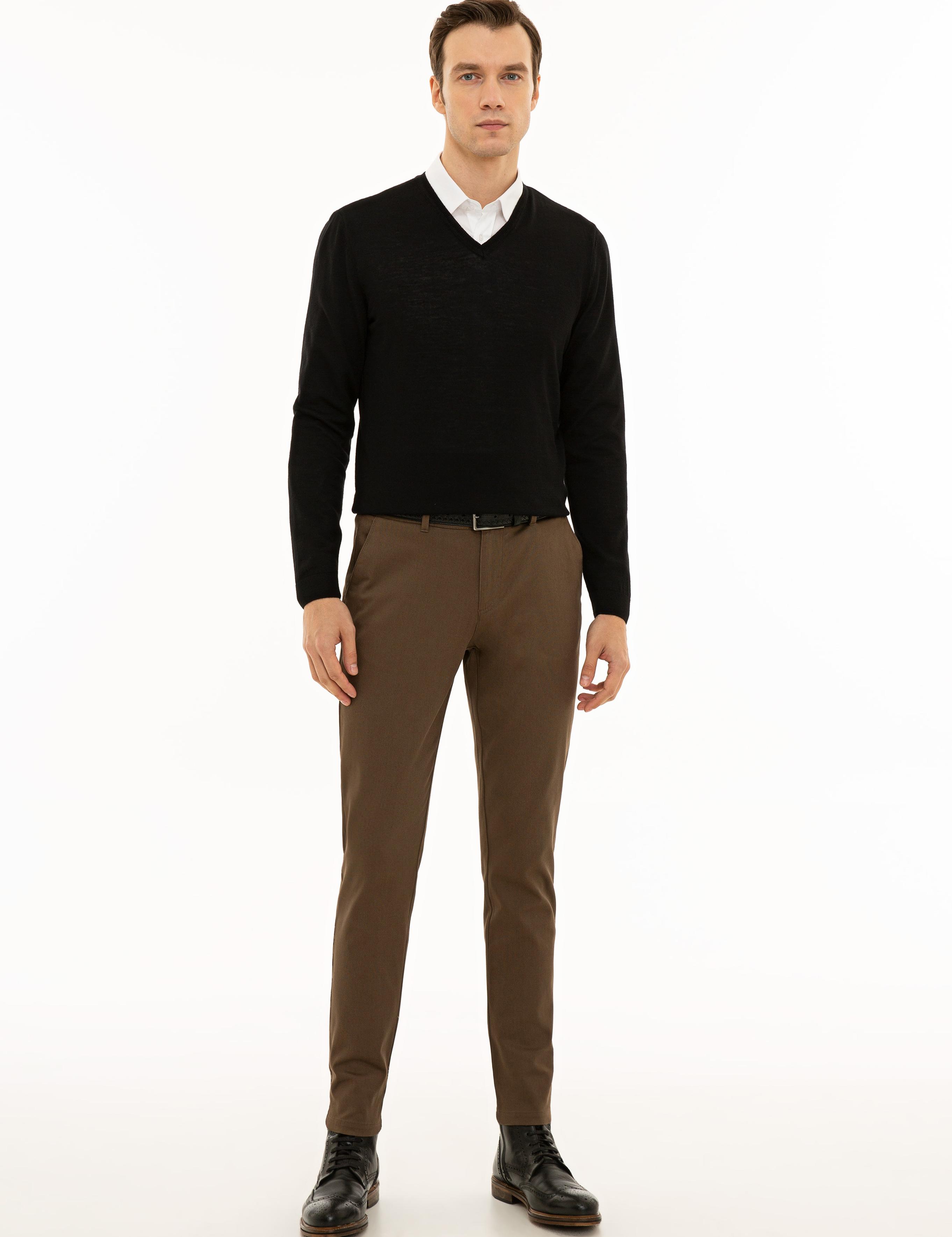 Siyah Slim Fit V Yaka Basic Triko Kazak - 50229755005