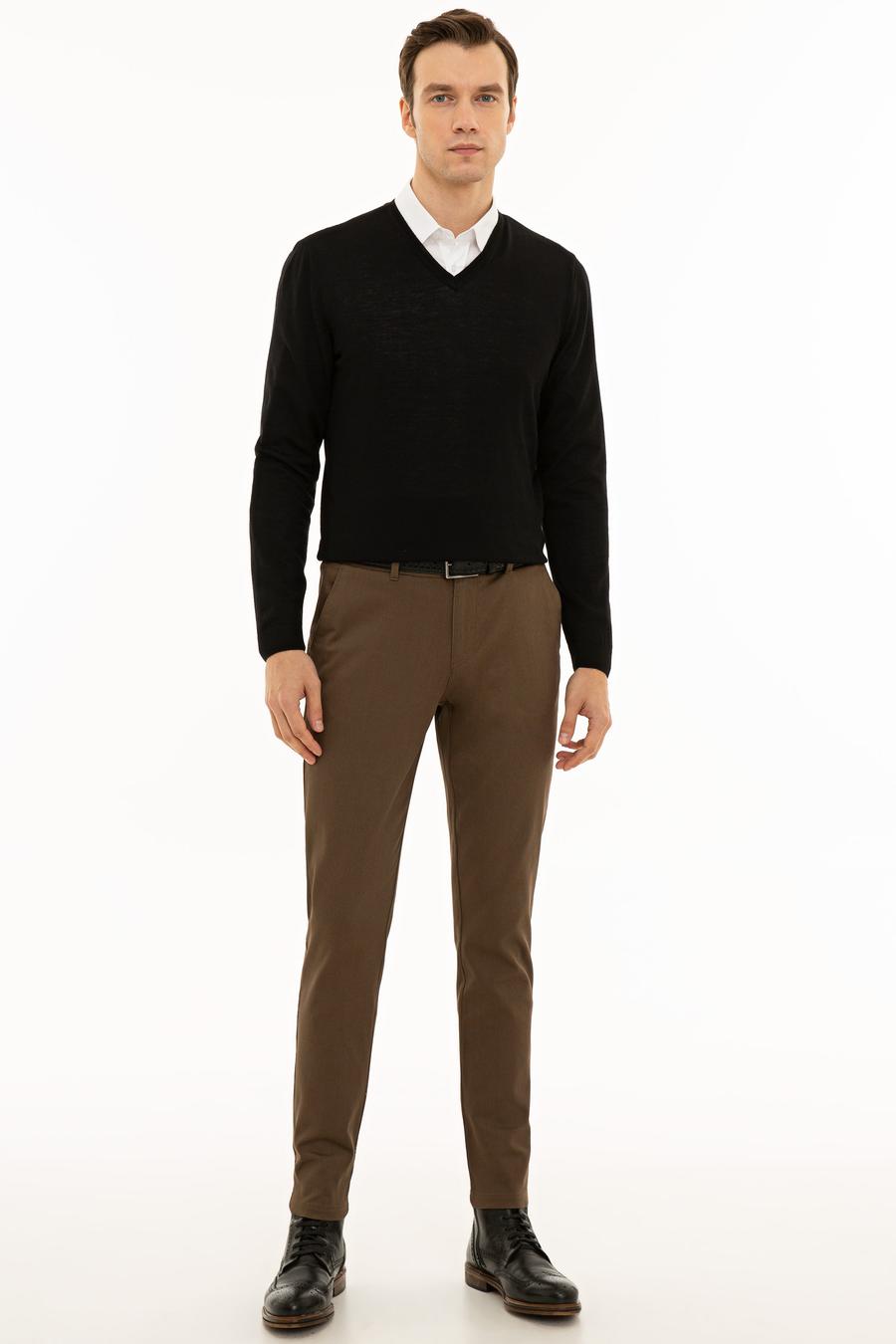 Siyah Slim Fit V Yaka Basic Triko Kazak - 50229755005