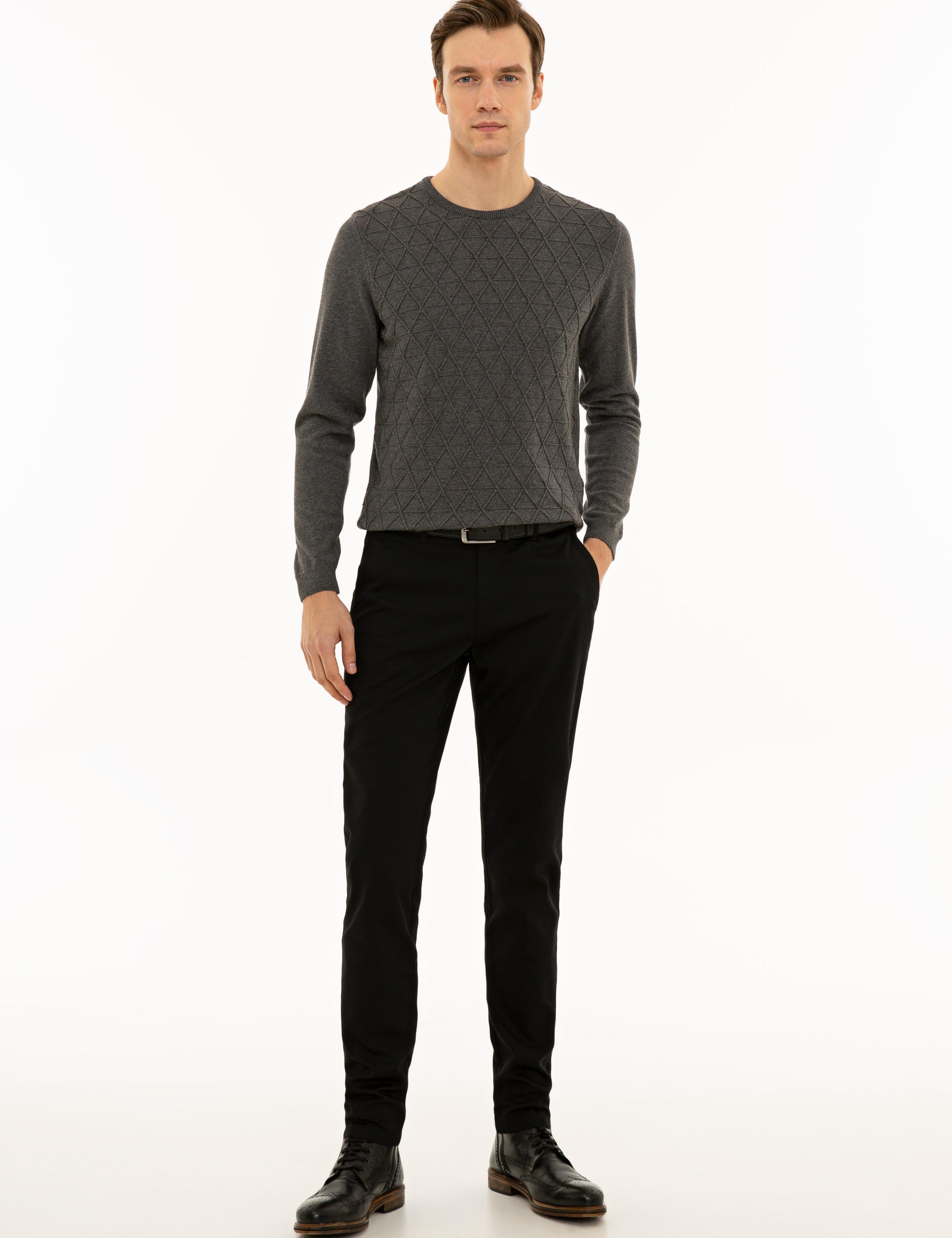Siyah Slim Fit Kanvas Pantolon - 50233808052