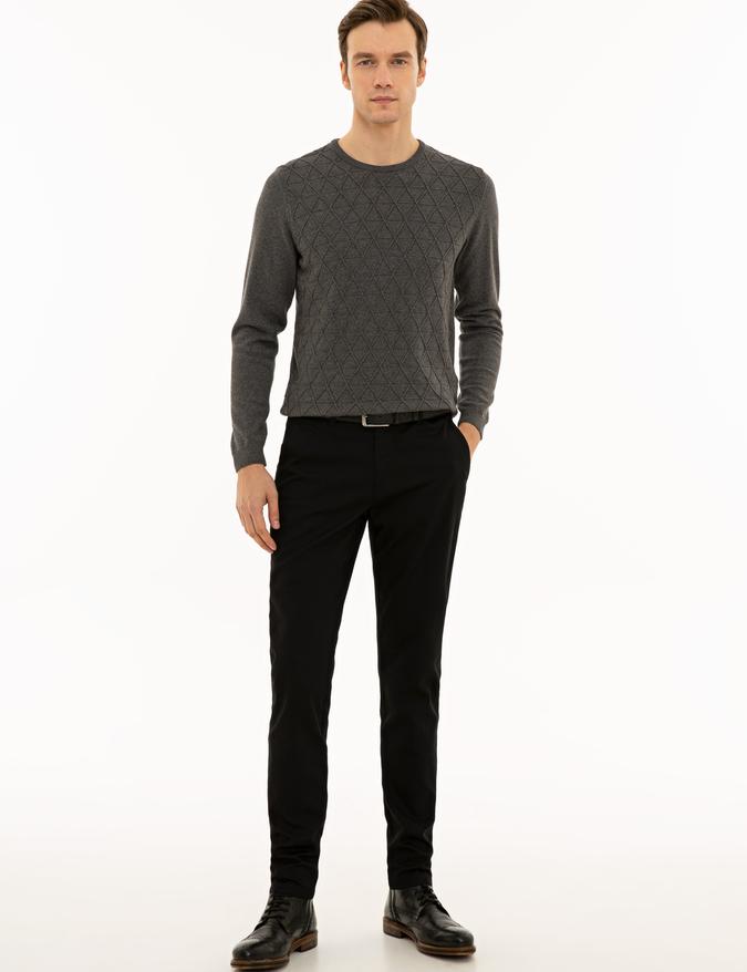 Siyah Slim Fit Kanvas Pantolon