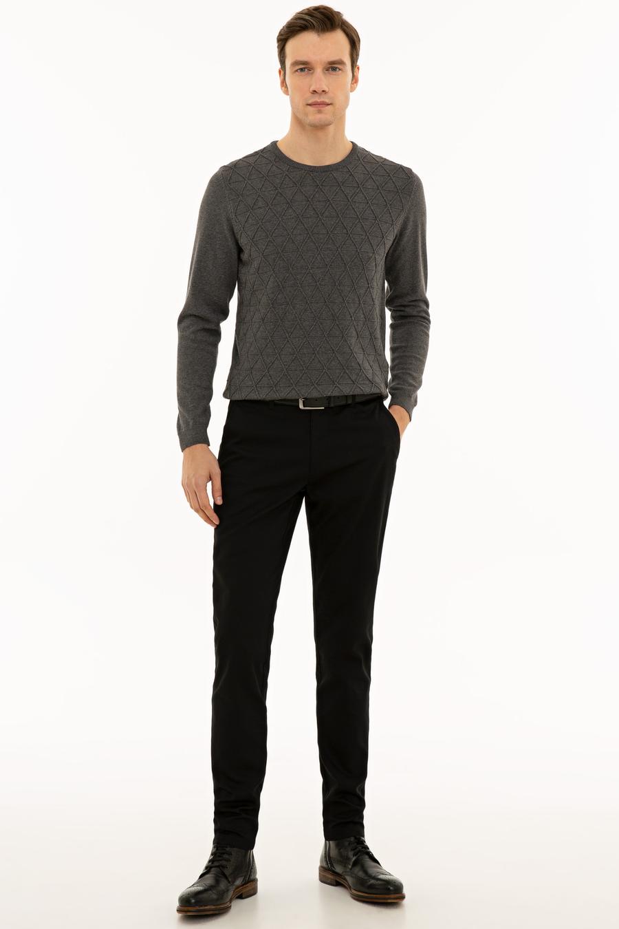 Siyah Slim Fit Kanvas Pantolon - 50233808052