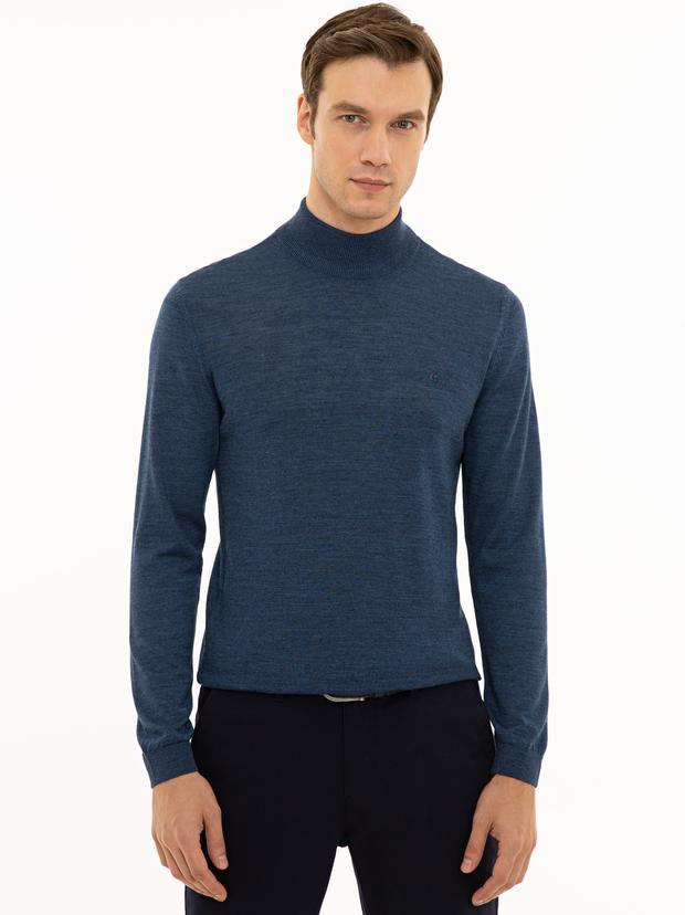 İndigo Slim Fit Yarım Balıkçı Basic Triko Kazak