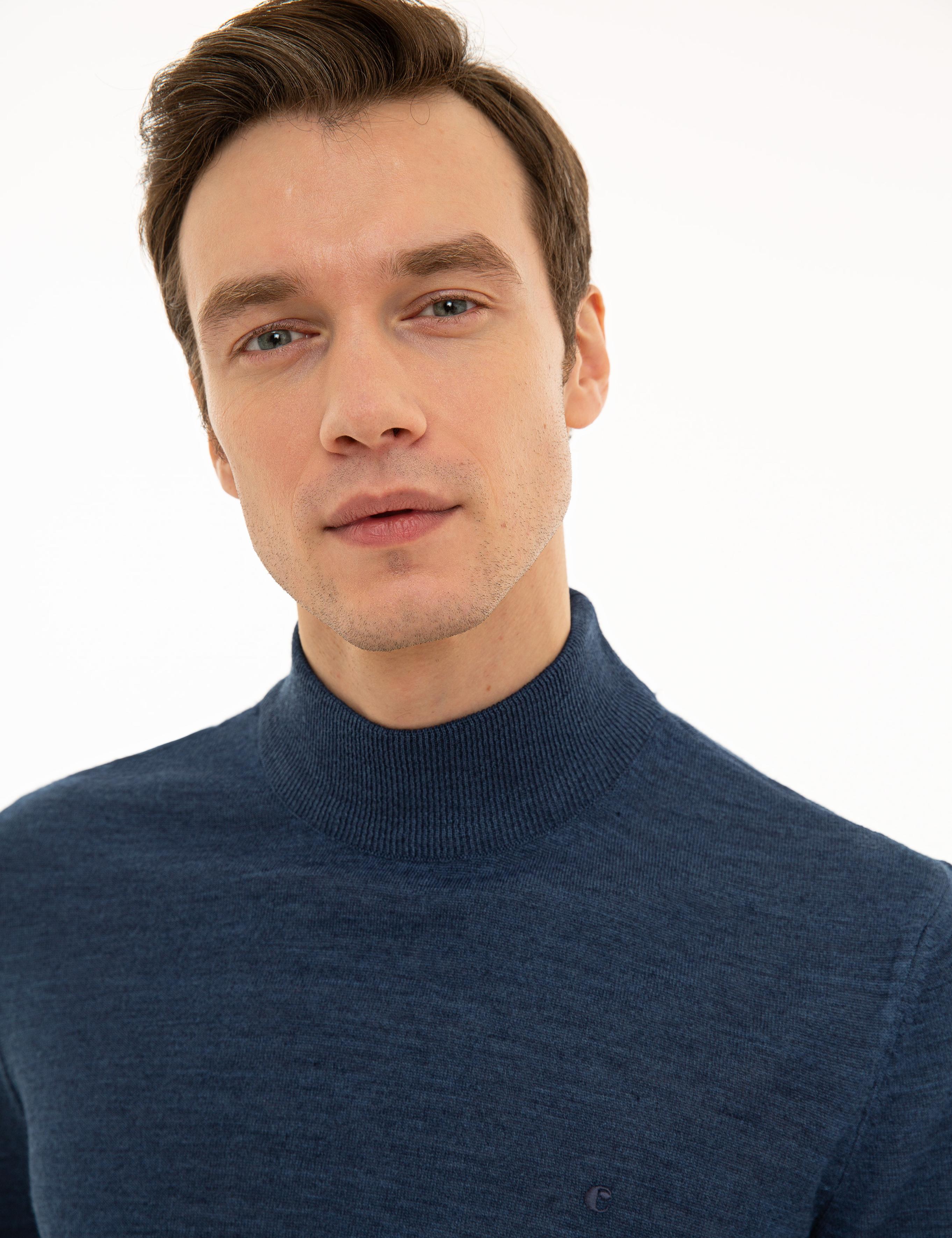 İndigo Slim Fit Yarım Balıkçı Basic Triko Kazak - 50229754084