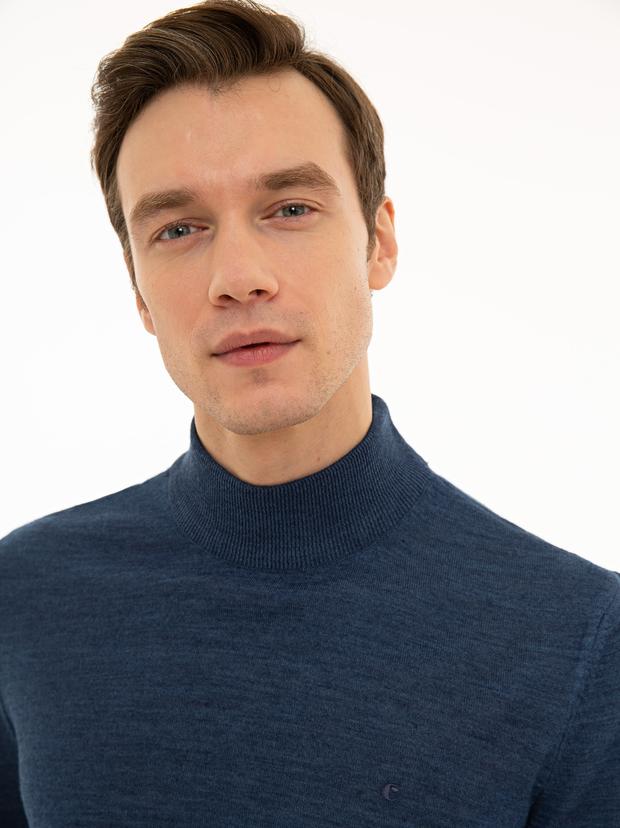 İndigo Slim Fit Yarım Balıkçı Basic Triko Kazak