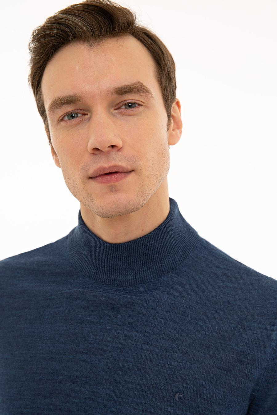 İndigo Slim Fit Yarım Balıkçı Basic Triko Kazak - 50229754084