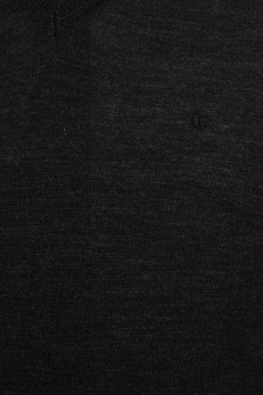 Antrasit Slim Fit V Yaka Basic Triko Kazak - 50229755034