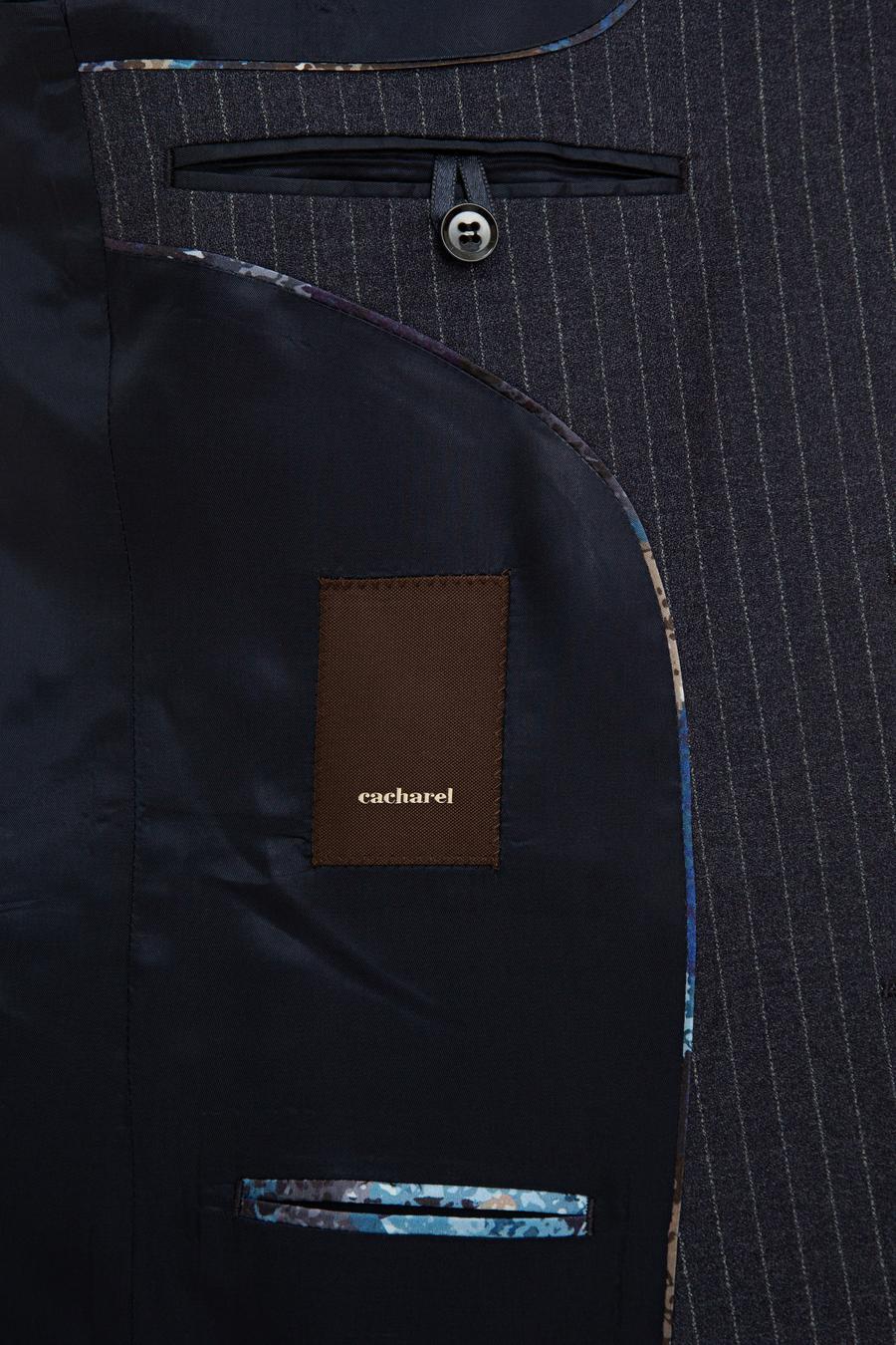 İndigo Slim Fit %100 Yün Çizgili Ceket - 50230576002