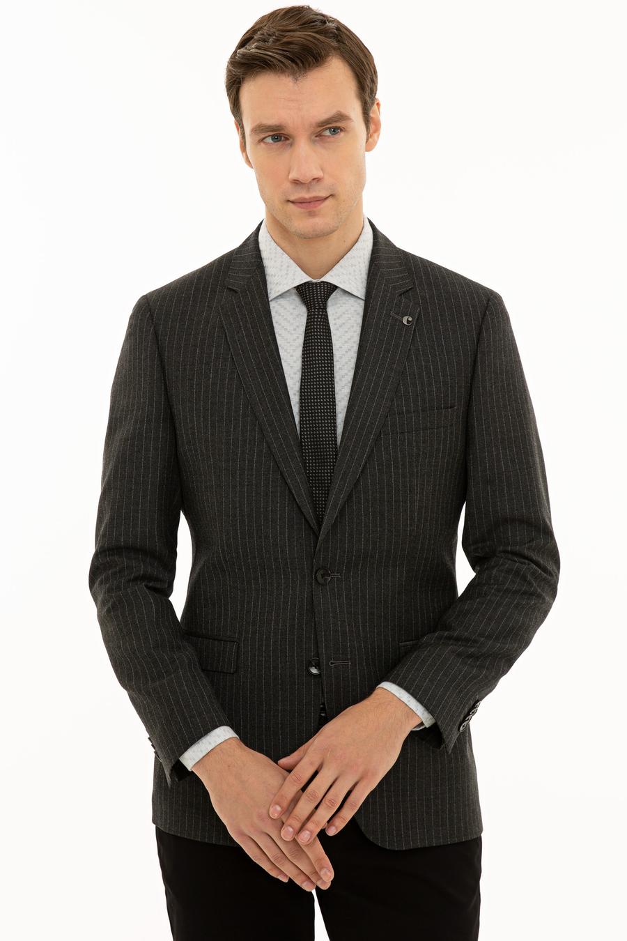 Antrasit Slim Fit Yün Ceket - 50230576047