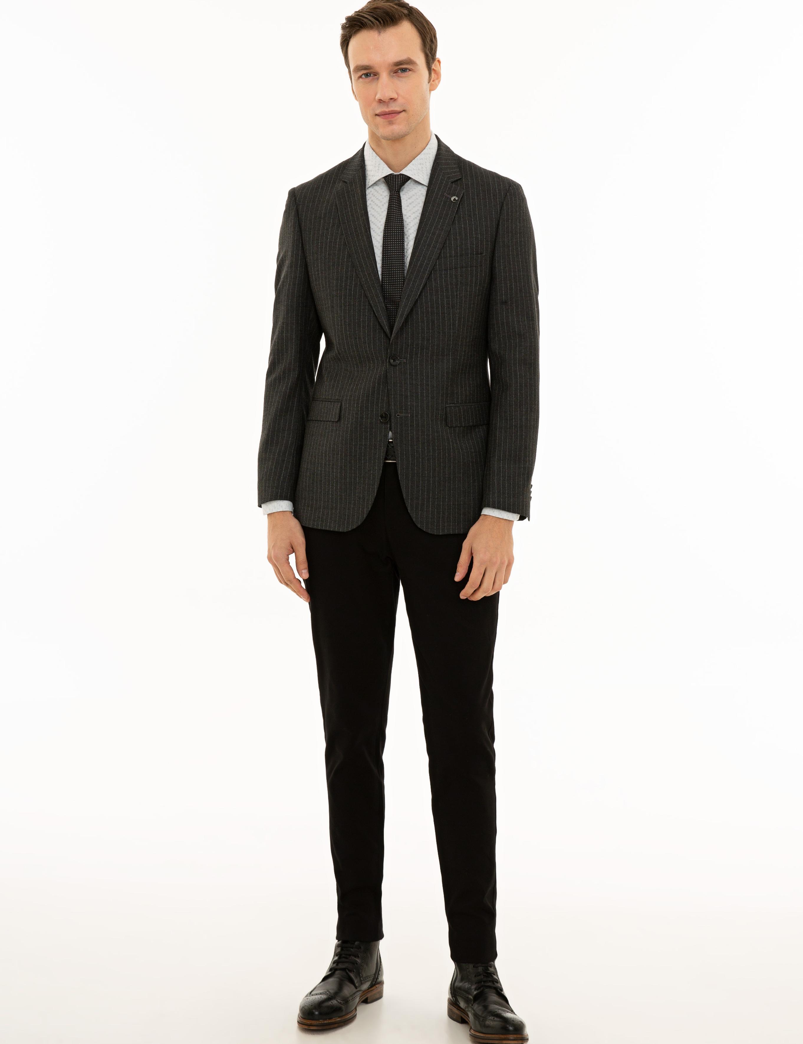 Antrasit Slim Fit Yün Ceket - 50230576047