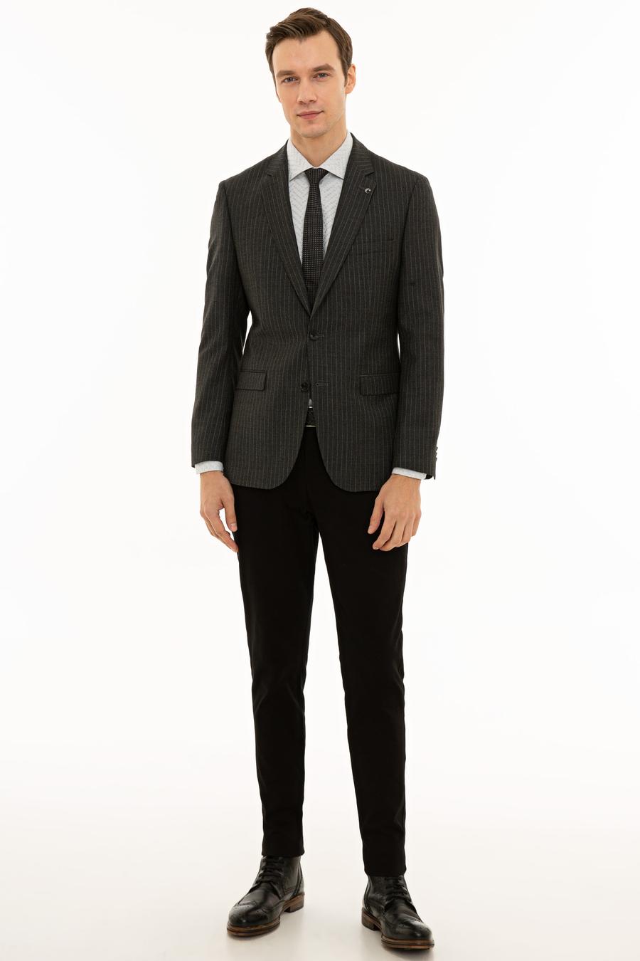 Antrasit Slim Fit Yün Ceket - 50230576047