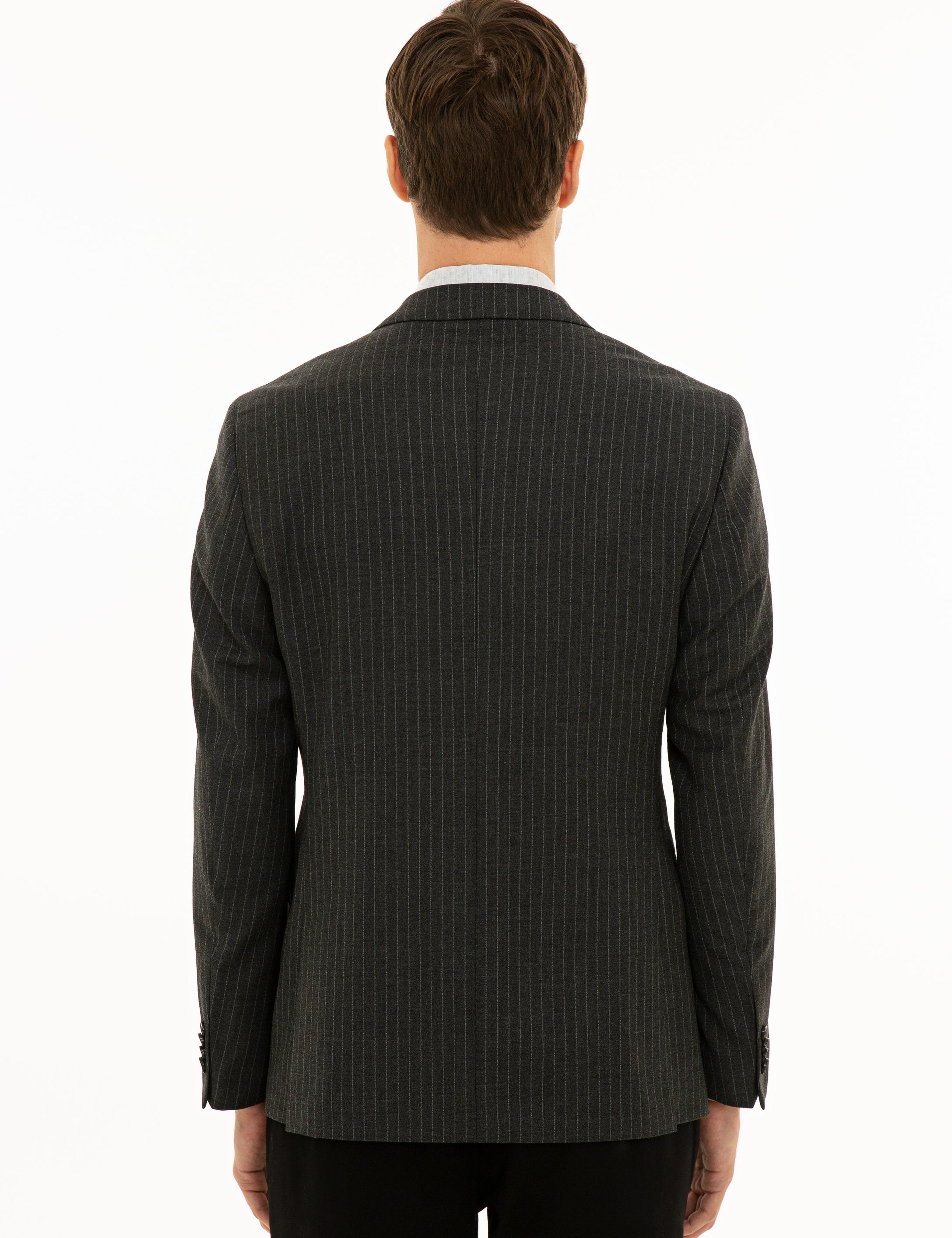 Antrasit Slim Fit Yün Ceket - 50230576047