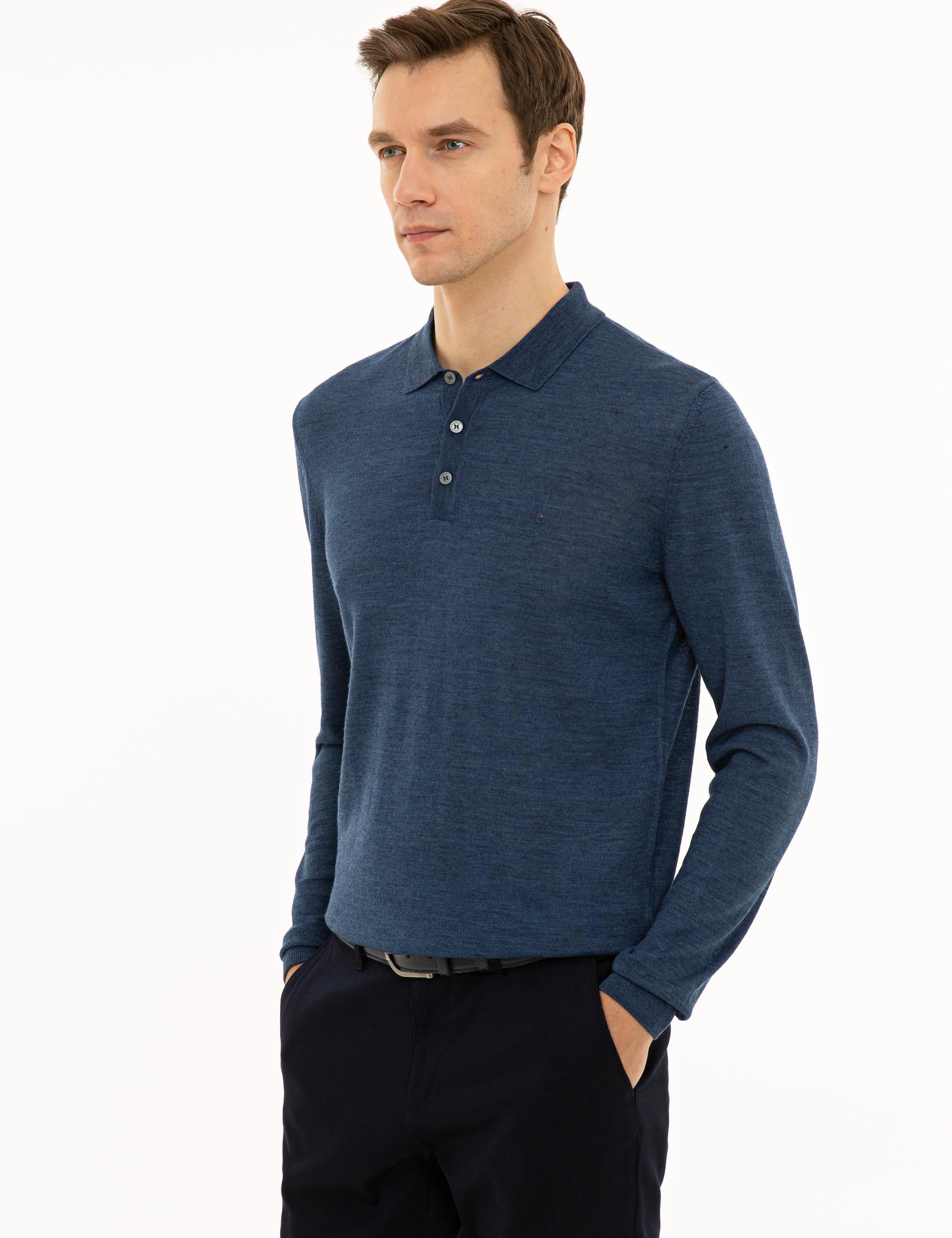 İndigo Slim Fit Polo Yaka Basic Triko Kazak - 50229756082