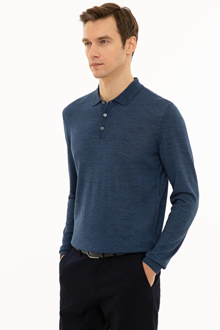İndigo Slim Fit Polo Yaka Basic Triko Kazak - 50229756082