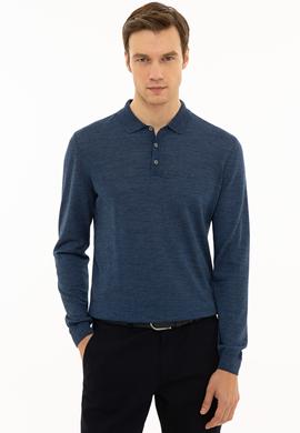 İndigo Slim Fit Polo Yaka Basic Triko Kazak