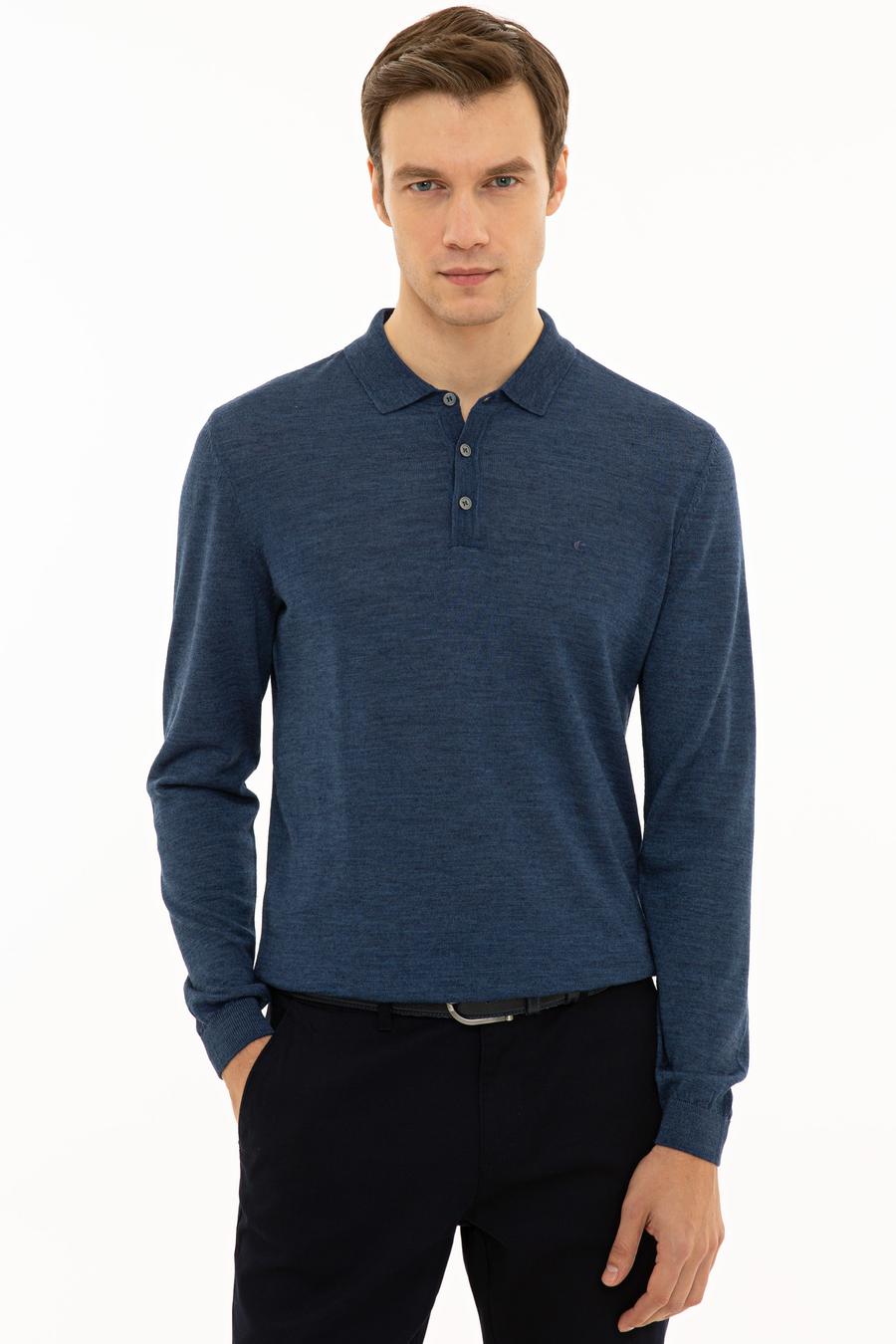 İndigo Slim Fit Polo Yaka Basic Triko Kazak - 50229756082