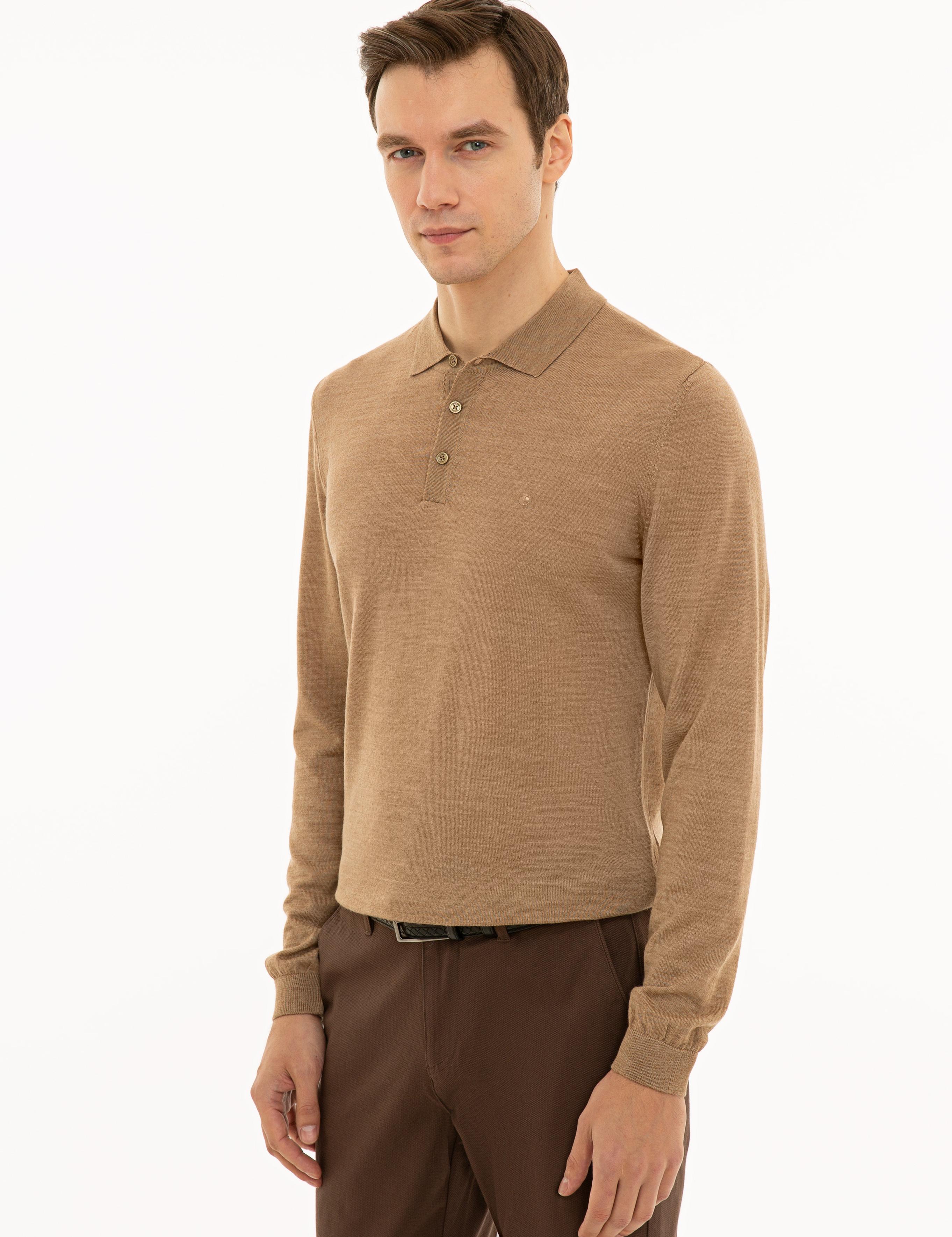 Camel Slim Fit Polo Yaka Basic Triko Kazak - 50229756063