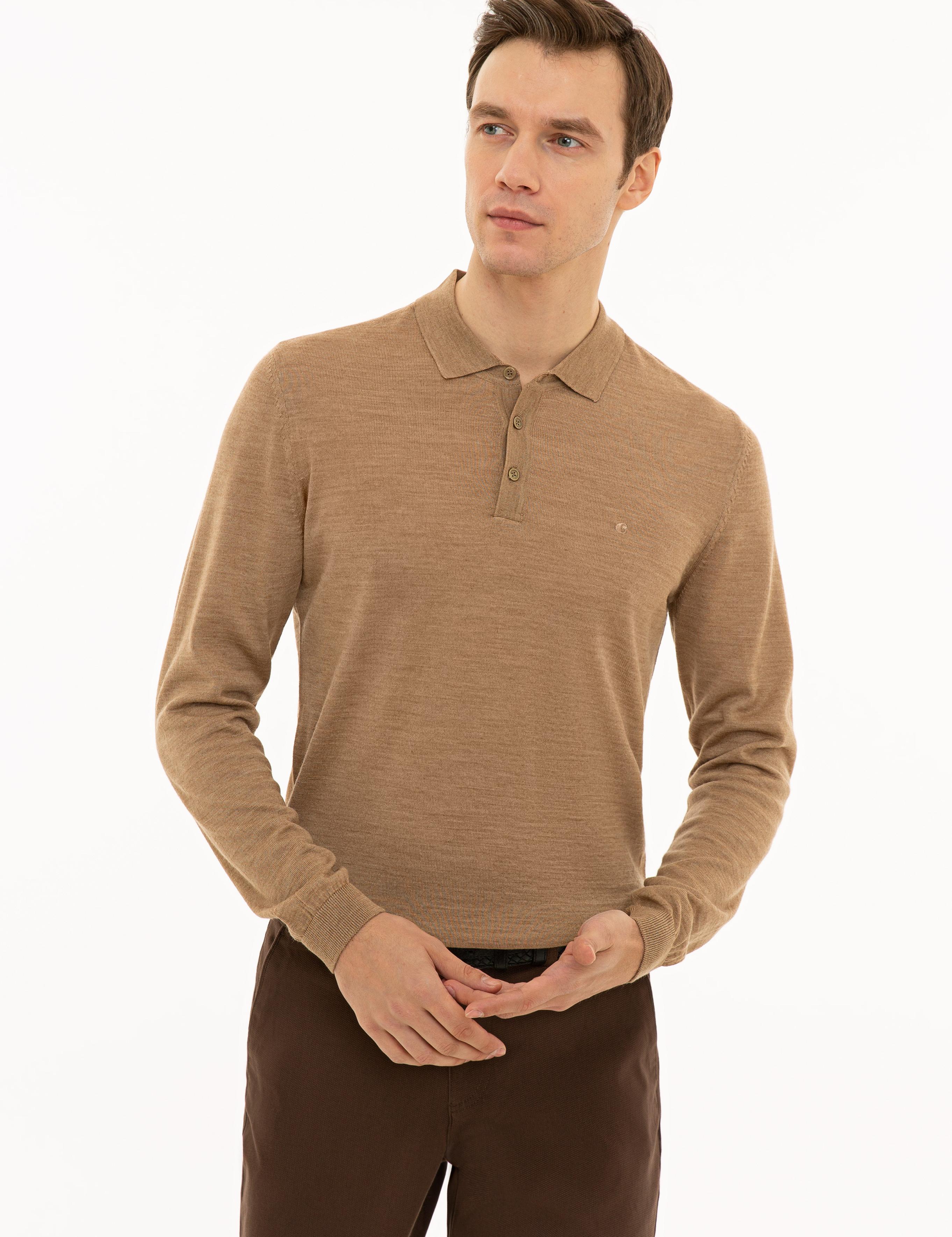 Camel Slim Fit Polo Yaka Basic Triko Kazak - 50229756063
