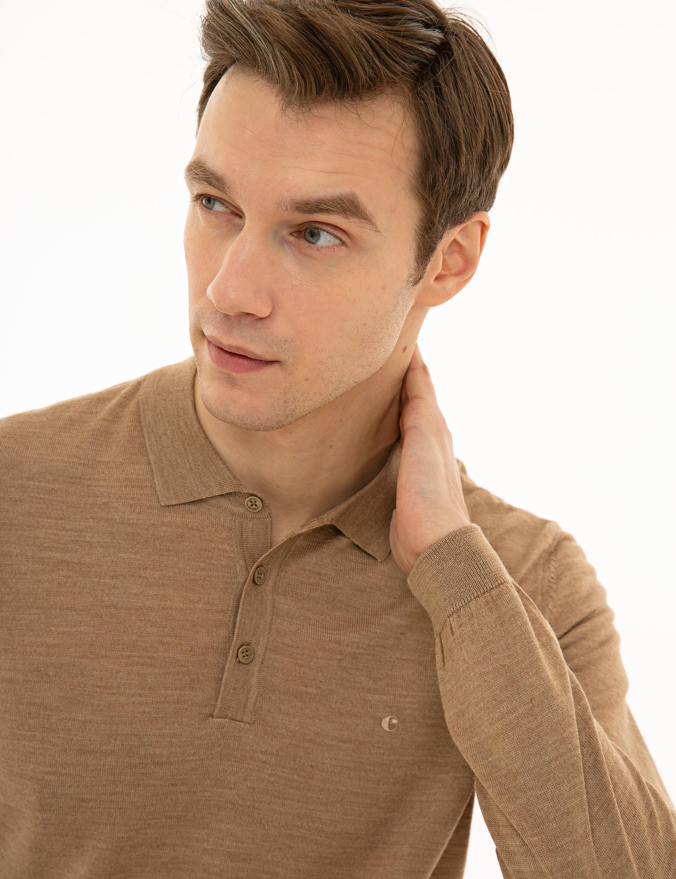 Camel Slim Fit Polo Yaka Basic Triko Kazak - 50229756063