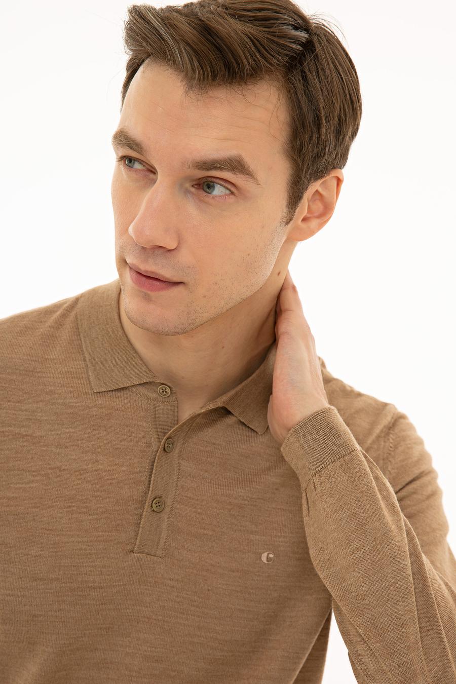 Camel Slim Fit Polo Yaka Basic Triko Kazak - 50229756063