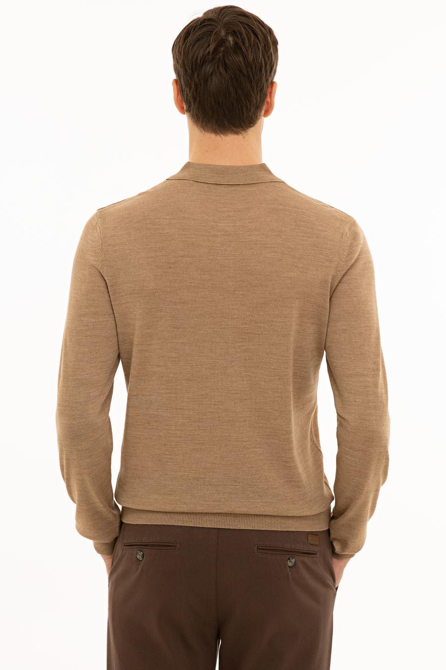 Camel Slim Fit Polo Yaka Basic Triko Kazak - 50229756063