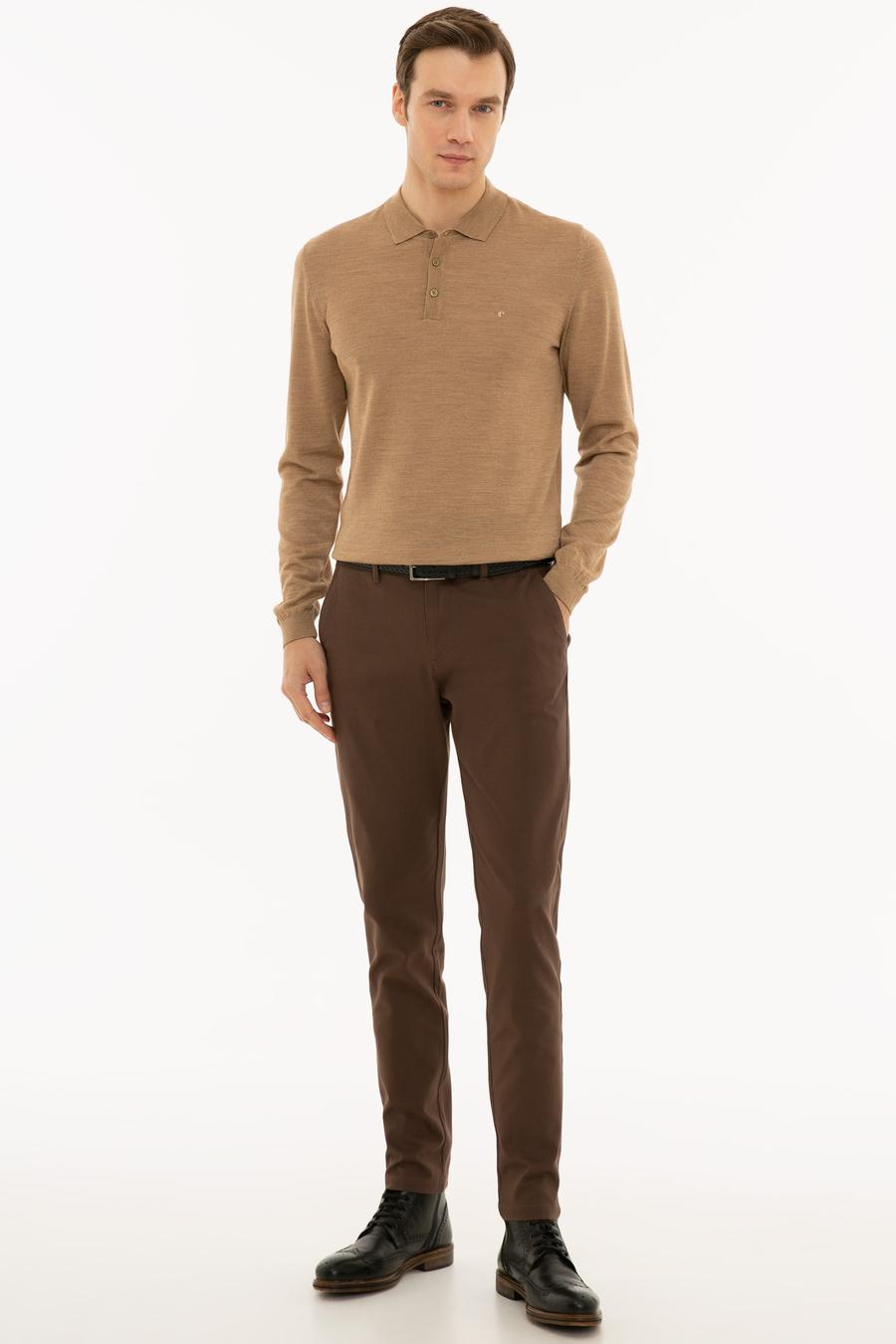Camel Slim Fit Polo Yaka Basic Triko Kazak - 50229756063