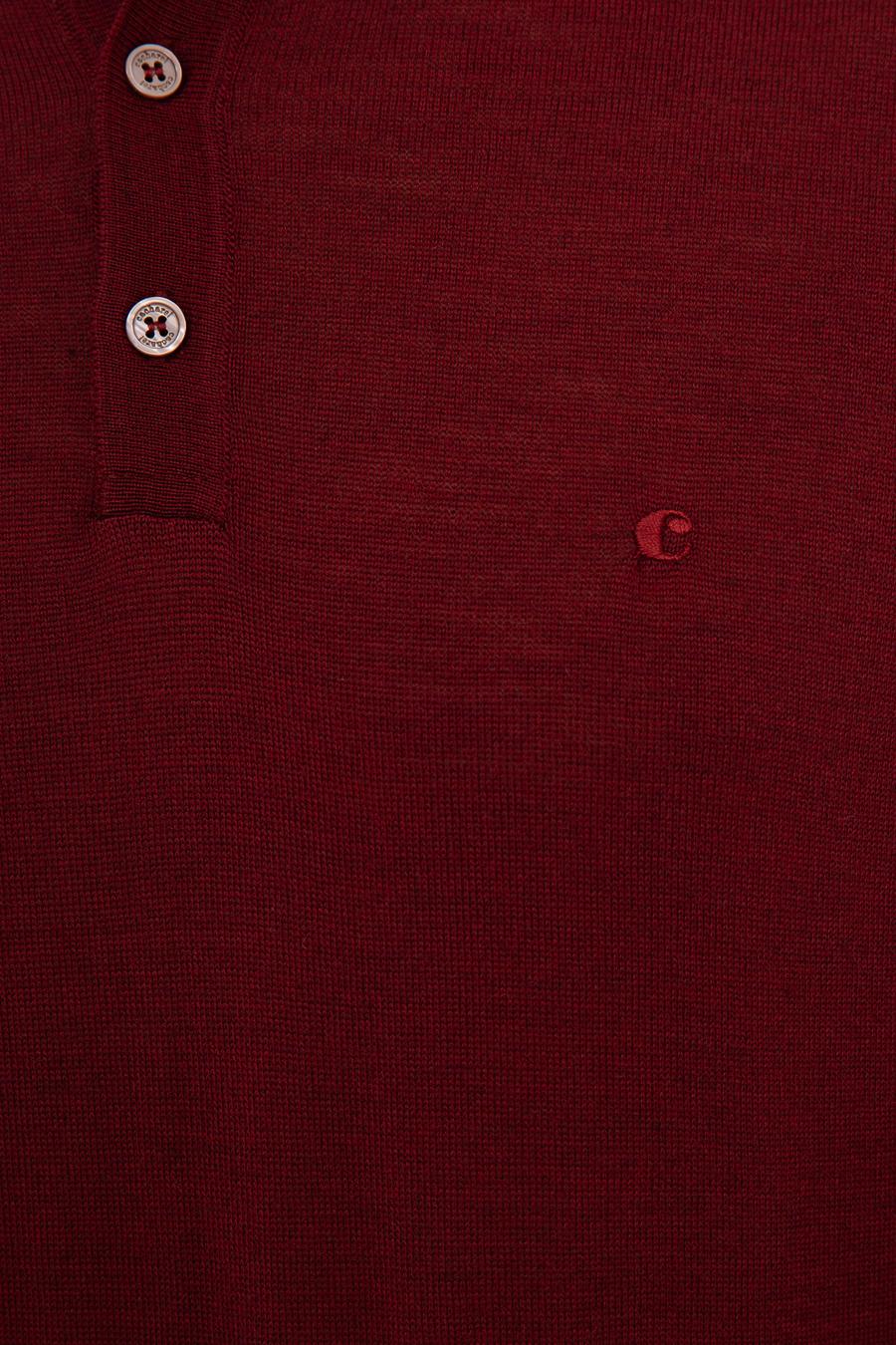 Bordo Slim Fit Polo Yaka Basic Triko Kazak - 50229756055