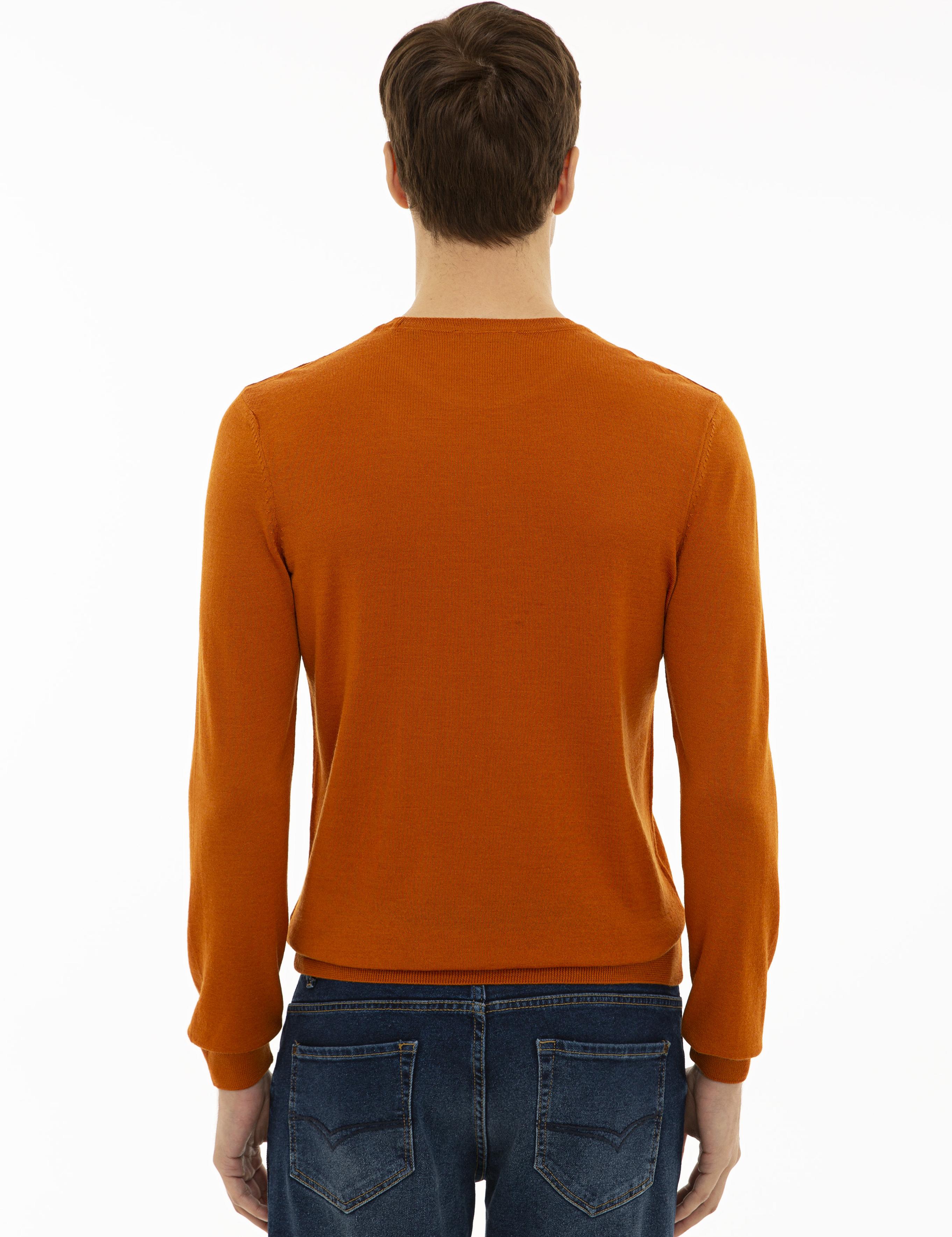 Turuncu Slim Fit Bisiklet Yaka Basic Triko Kazak - 50227052126