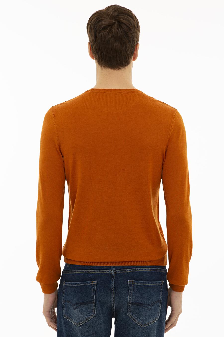 Turuncu Slim Fit Bisiklet Yaka Basic Triko Kazak - 50227052126