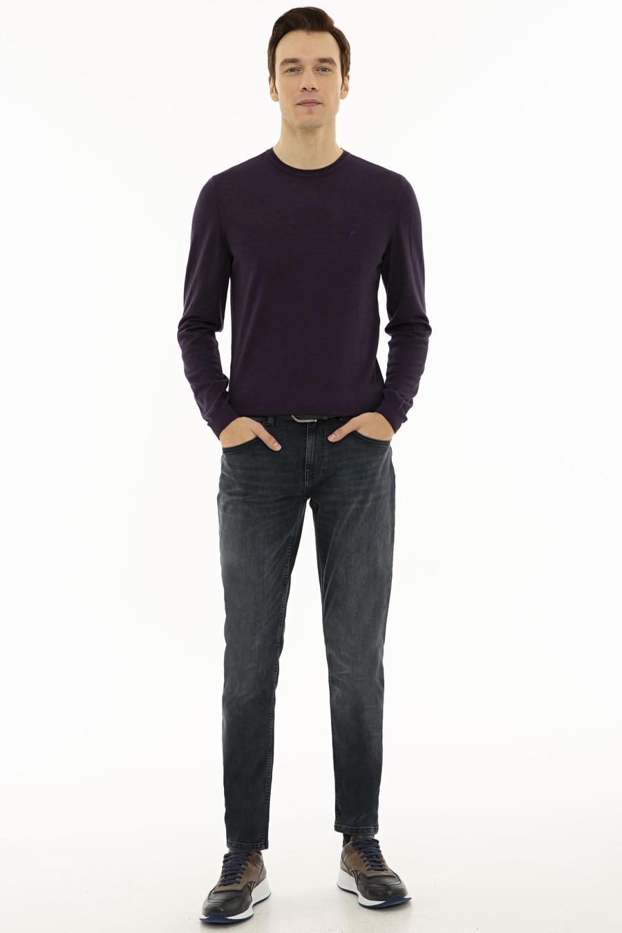 Mor Slim Fit Bisiklet Yaka Basic Triko Kazak - 50227052105