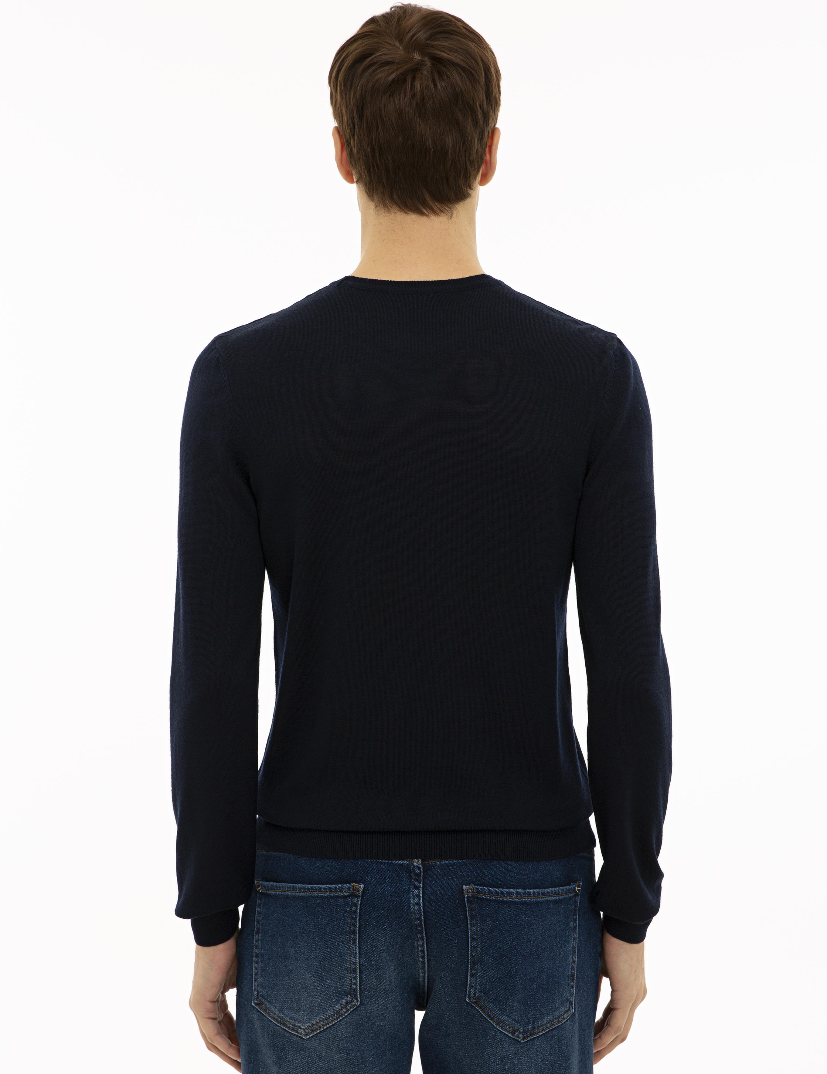Lacivert Slim Fit Bisiklet Yaka Basic Triko Kazak - 50227052013