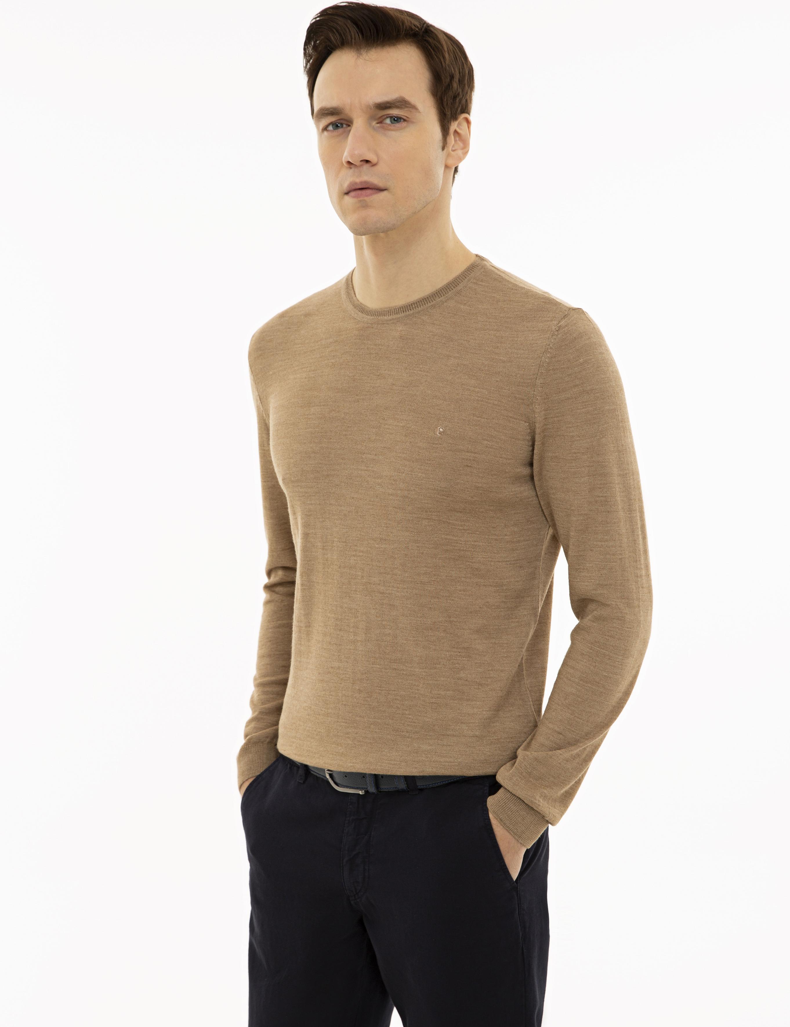 Camel Slim Fit Bisiklet Yaka Basic Triko Kazak - 50227052055