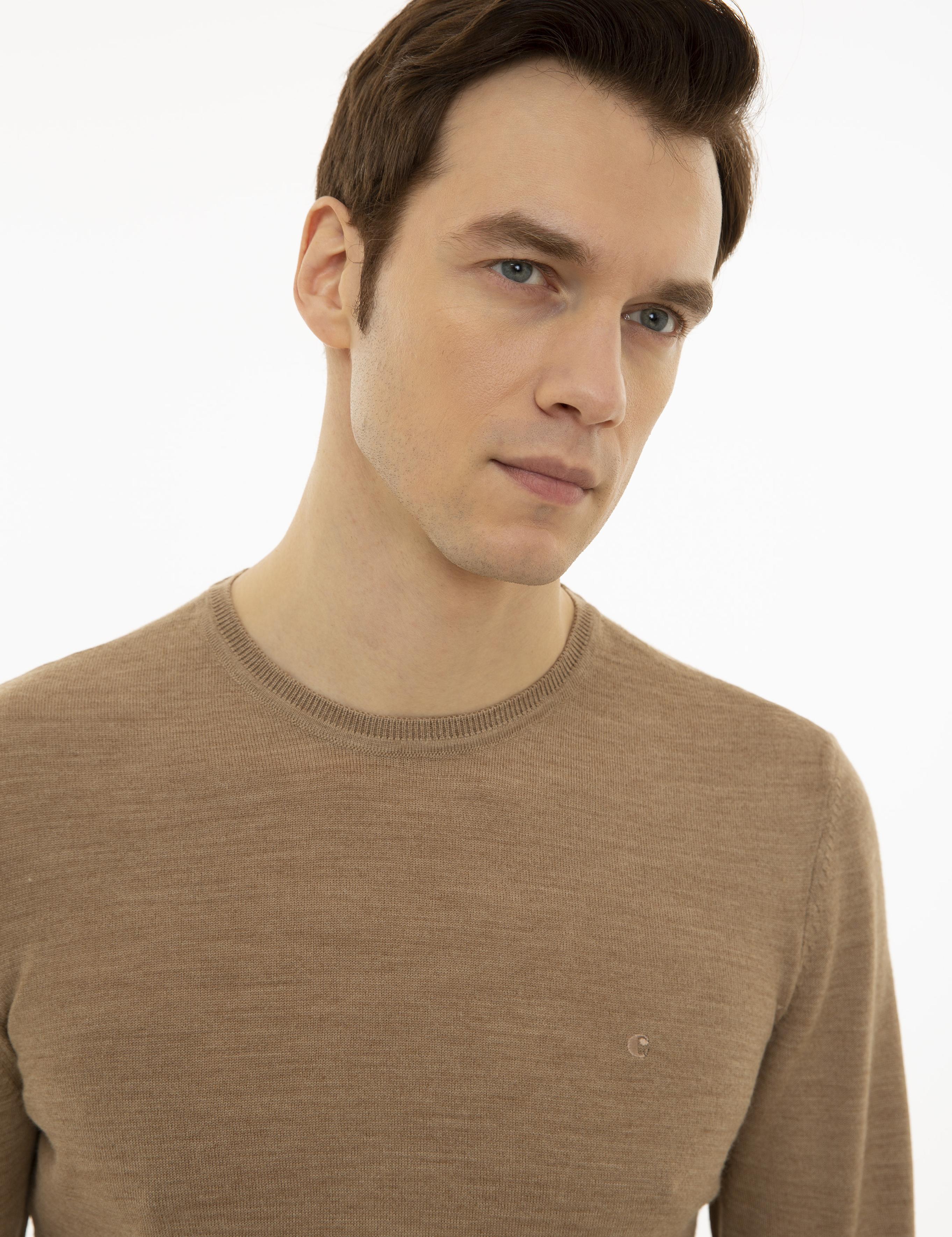 Camel Slim Fit Bisiklet Yaka Basic Triko Kazak - 50227052055