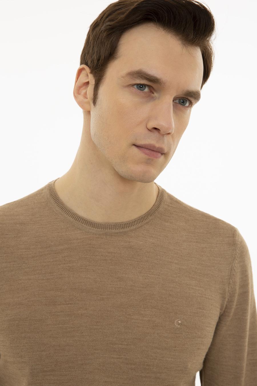 Camel Slim Fit Bisiklet Yaka Basic Triko Kazak - 50227052055