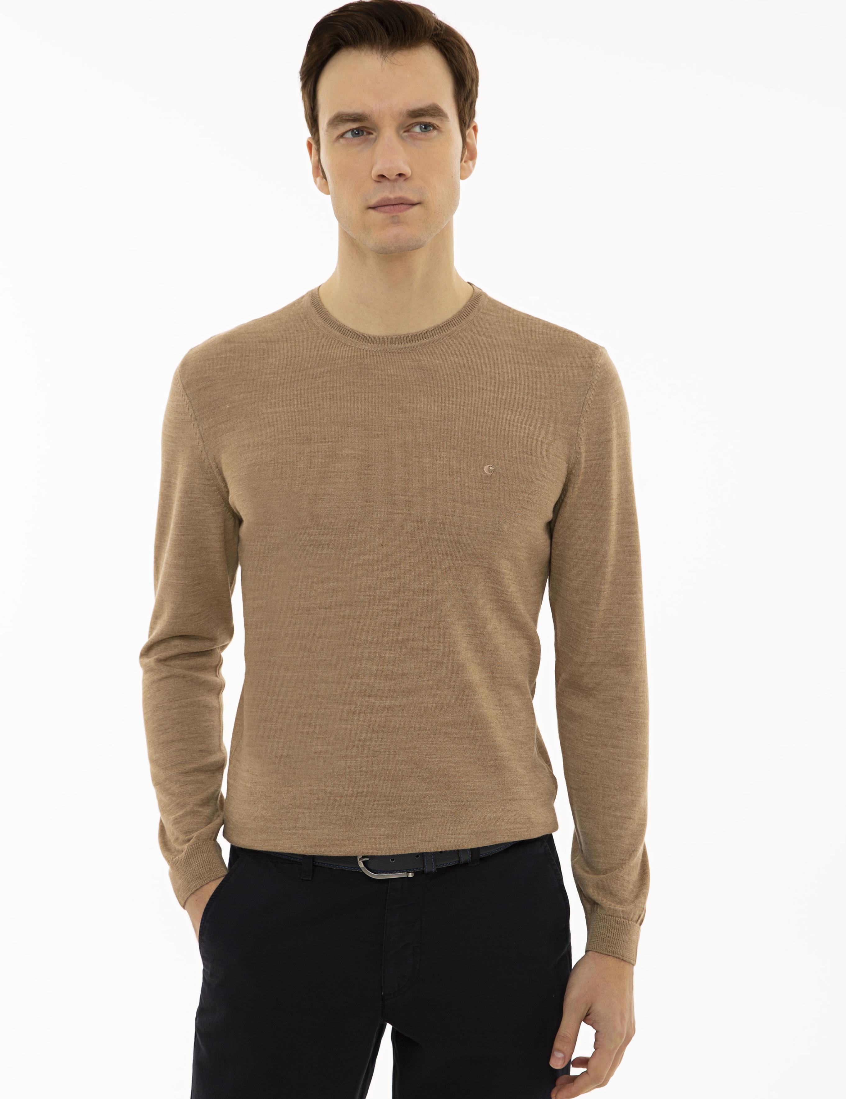 Camel Slim Fit Bisiklet Yaka Basic Triko Kazak - 50227052055