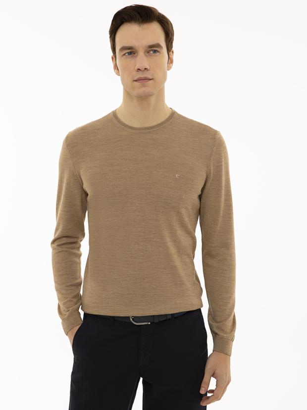 Camel Slim Fit Bisiklet Yaka Basic Triko Kazak