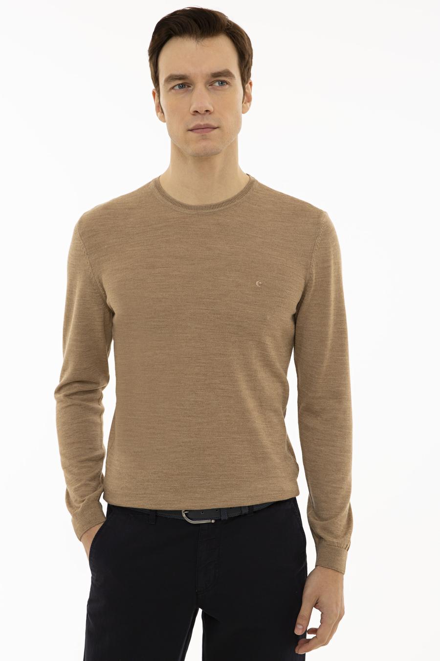 Camel Slim Fit Bisiklet Yaka Basic Triko Kazak - 50227052055
