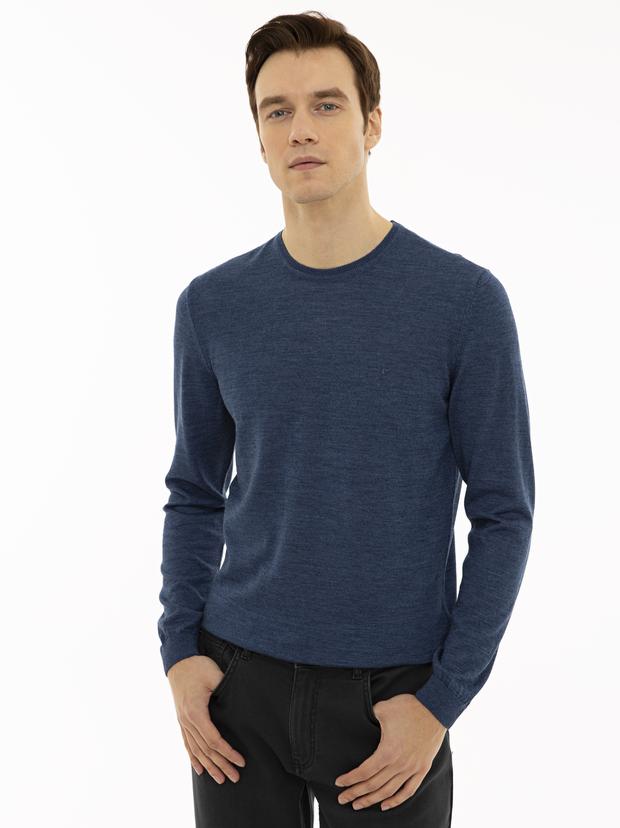 İndigo Slim Fit Bisiklet Yaka Basic Triko Kazak