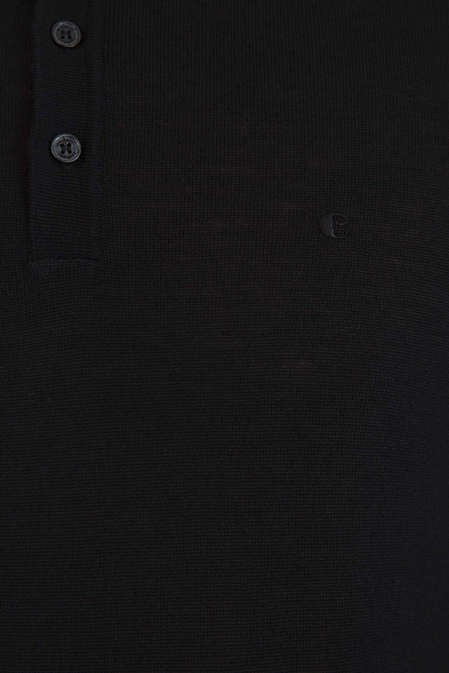 Siyah Slim Fit Polo Yaka Basic Triko Kazak - 50229756004