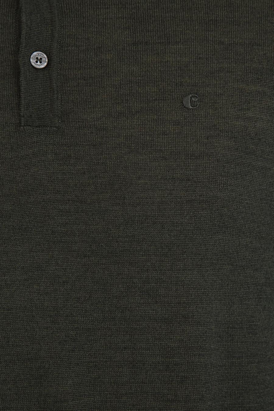 Haki Slim Fit Polo Yaka Basic Triko Kazak - 50229756073