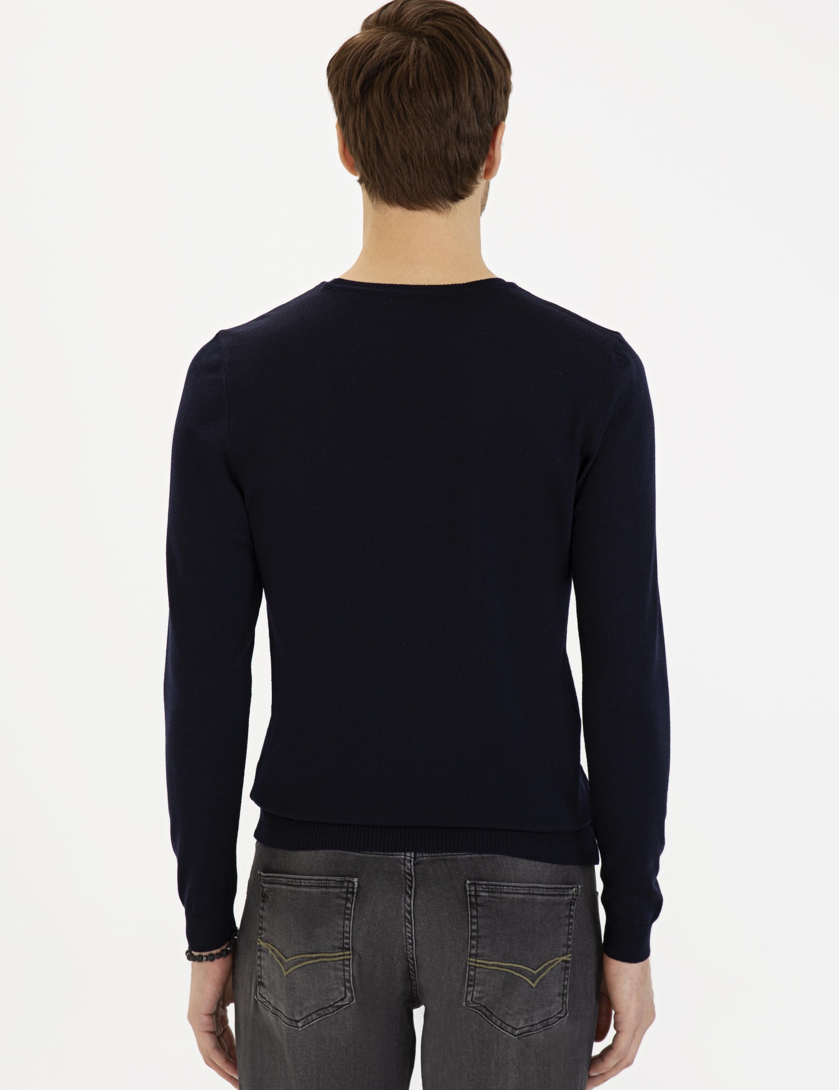 Lacivert Slim Fit Bisiklet Yaka Basic Triko Kazak - 50230646003