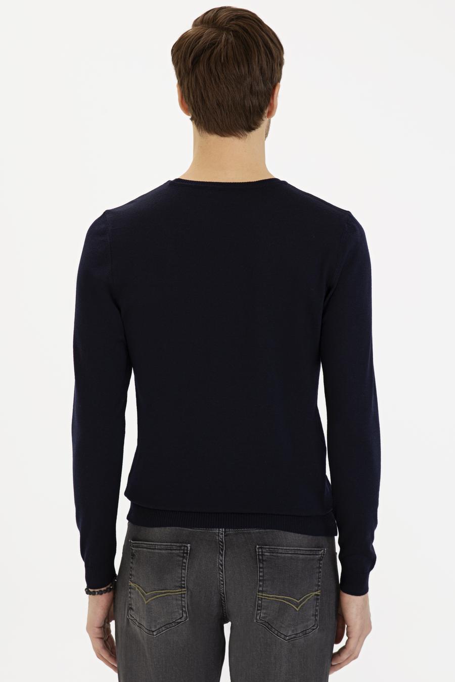 Lacivert Slim Fit Bisiklet Yaka Basic Triko Kazak - 50230646003