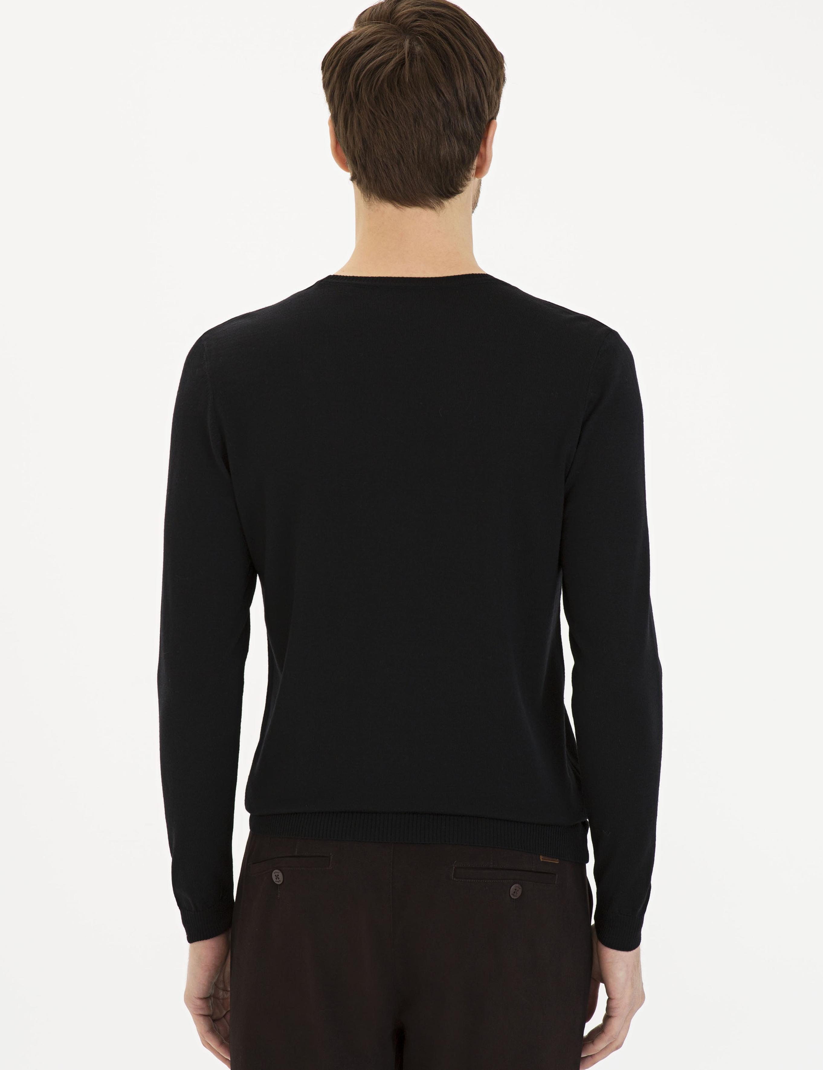 Siyah Slim Fit Bisiklet Yaka Basic Triko Kazak - 50230646011