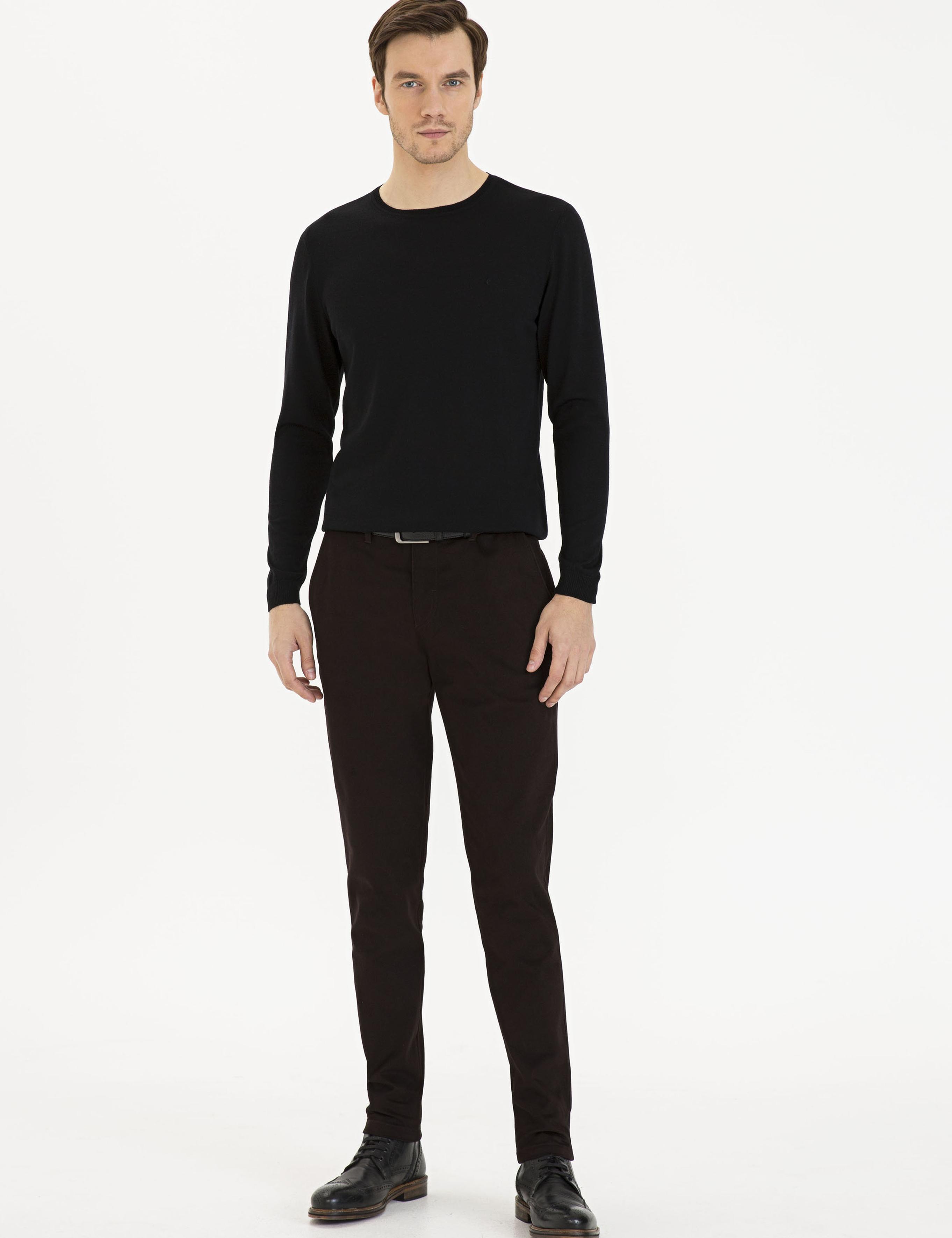 Siyah Slim Fit Bisiklet Yaka Basic Triko Kazak - 50230646011