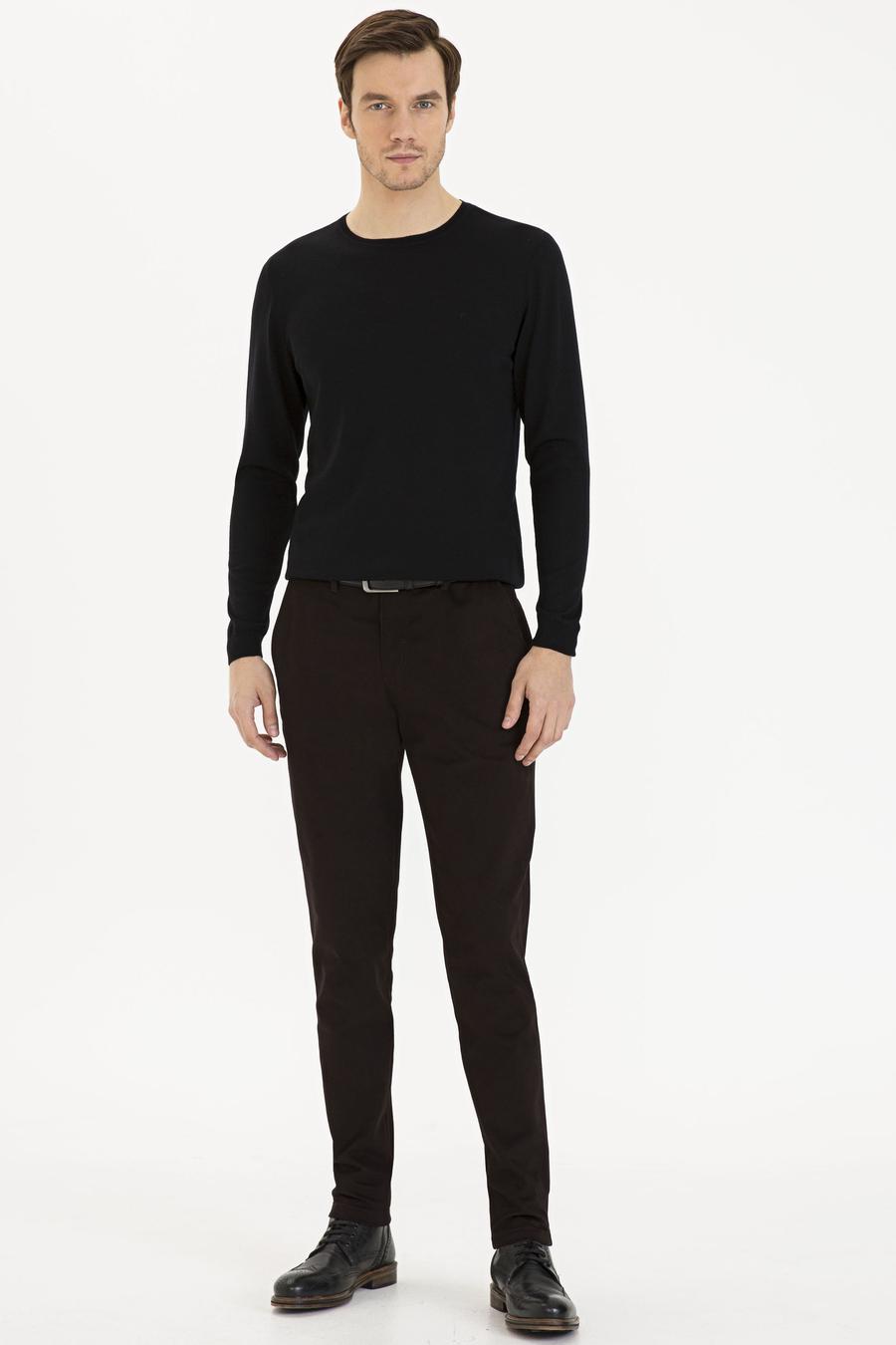 Siyah Slim Fit Bisiklet Yaka Basic Triko Kazak - 50230646011