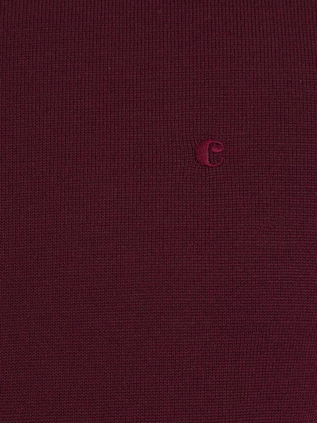 Bordo Slim Fit Bisiklet Yaka Basic Triko Kazak