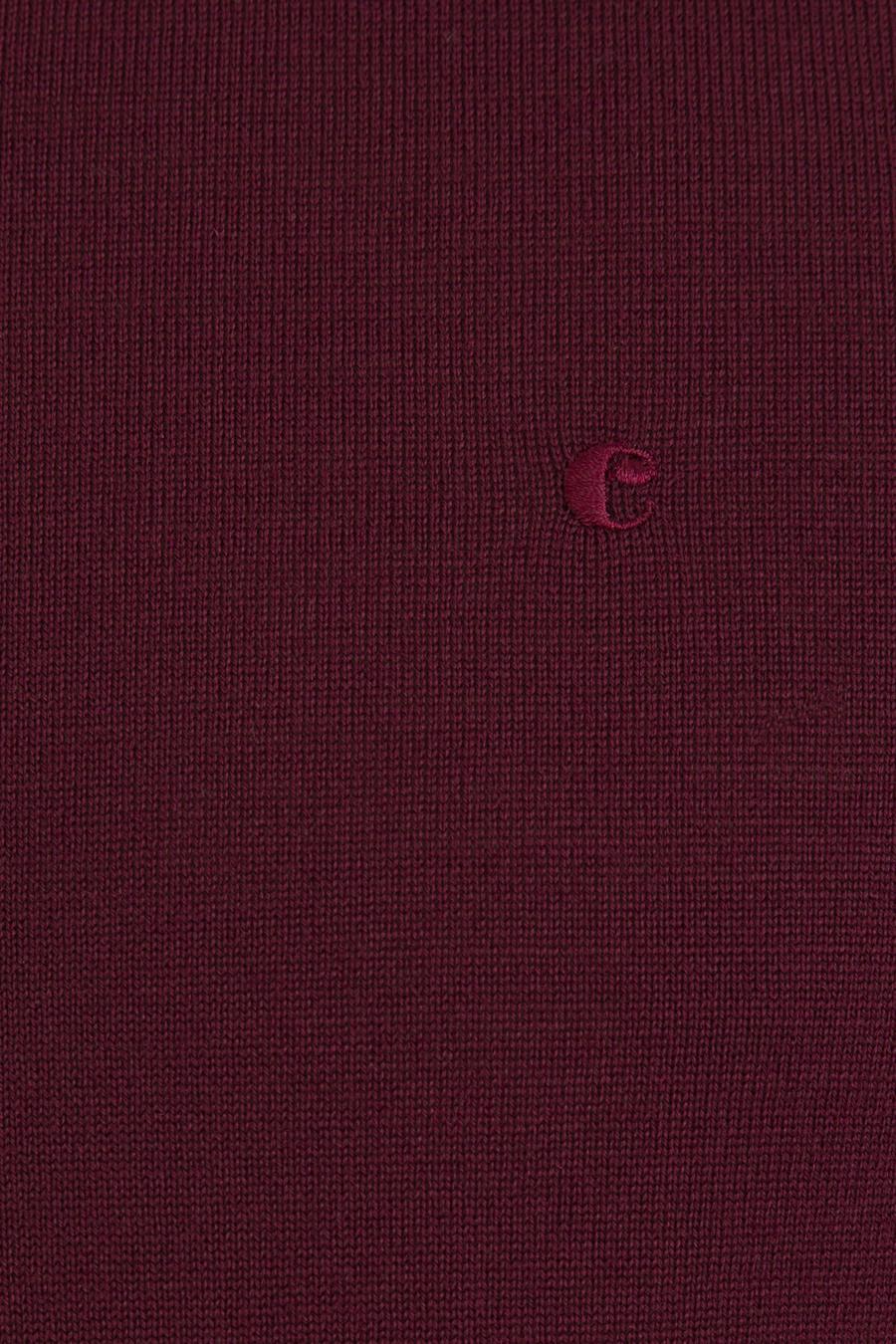 Bordo Slim Fit Bisiklet Yaka Basic Triko Kazak - 50230646021