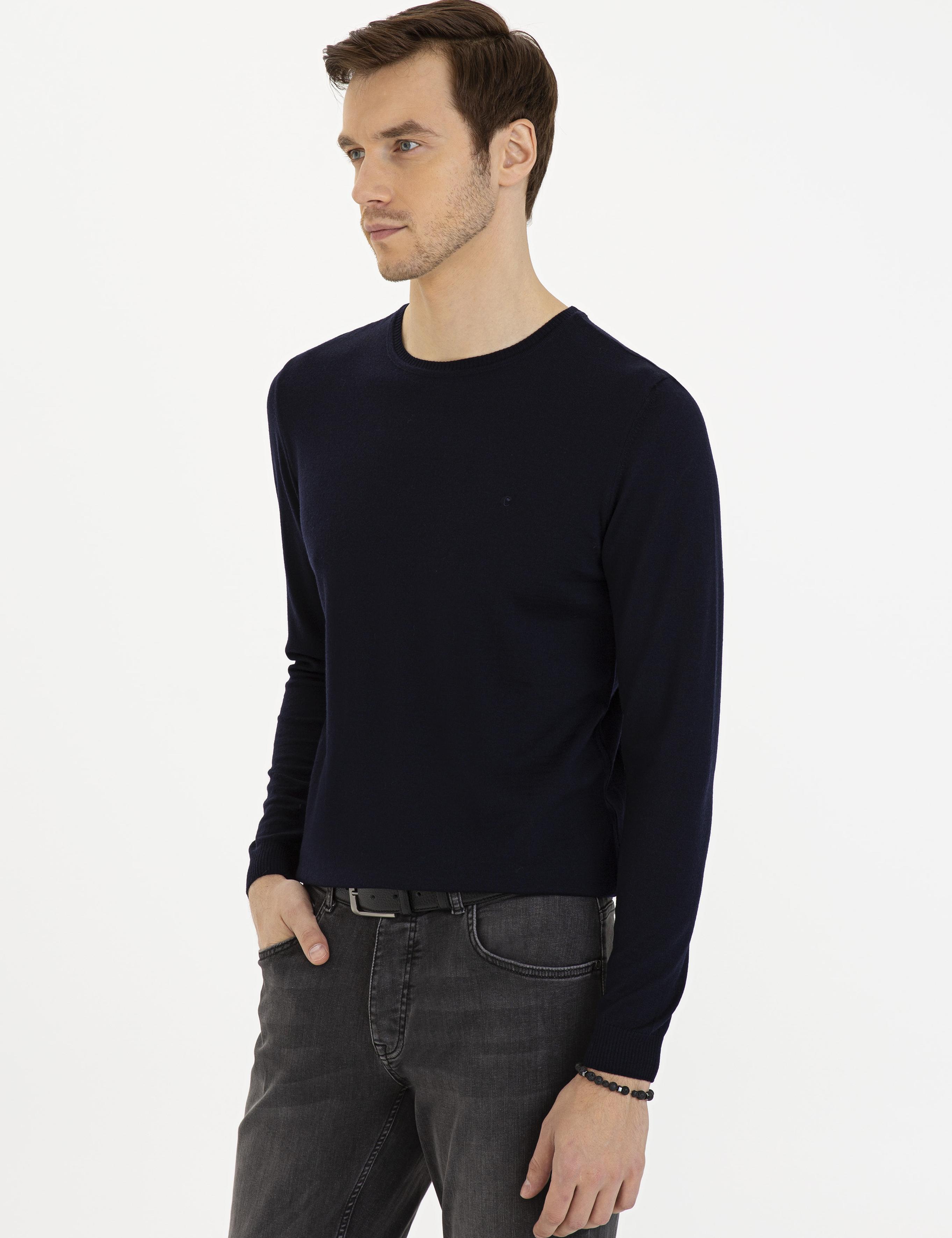 Lacivert Slim Fit Bisiklet Yaka Basic Triko Kazak - 50230646003