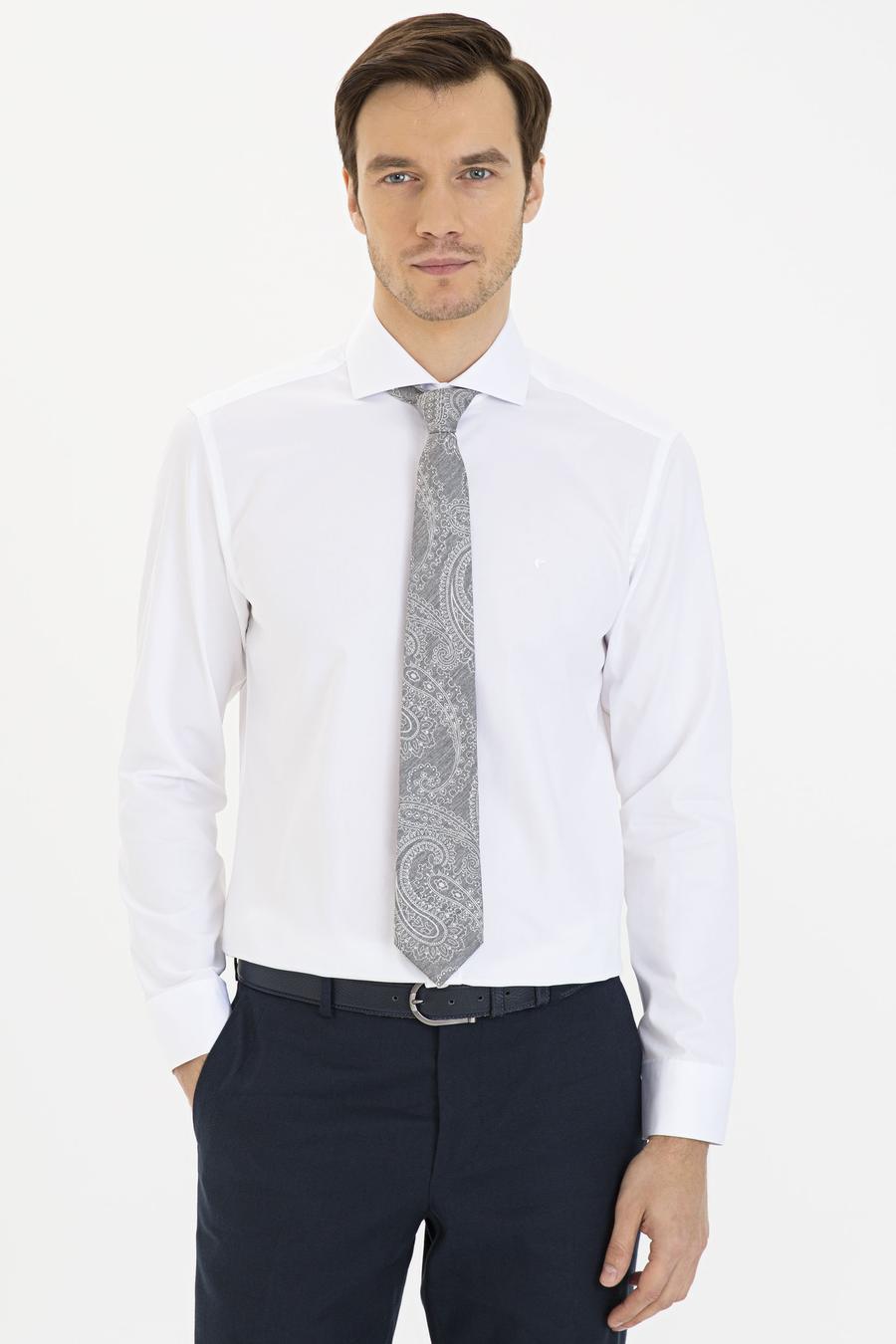 Beyaz Slim Fit Uzun Kollu Basic Gömlek - 50229004003