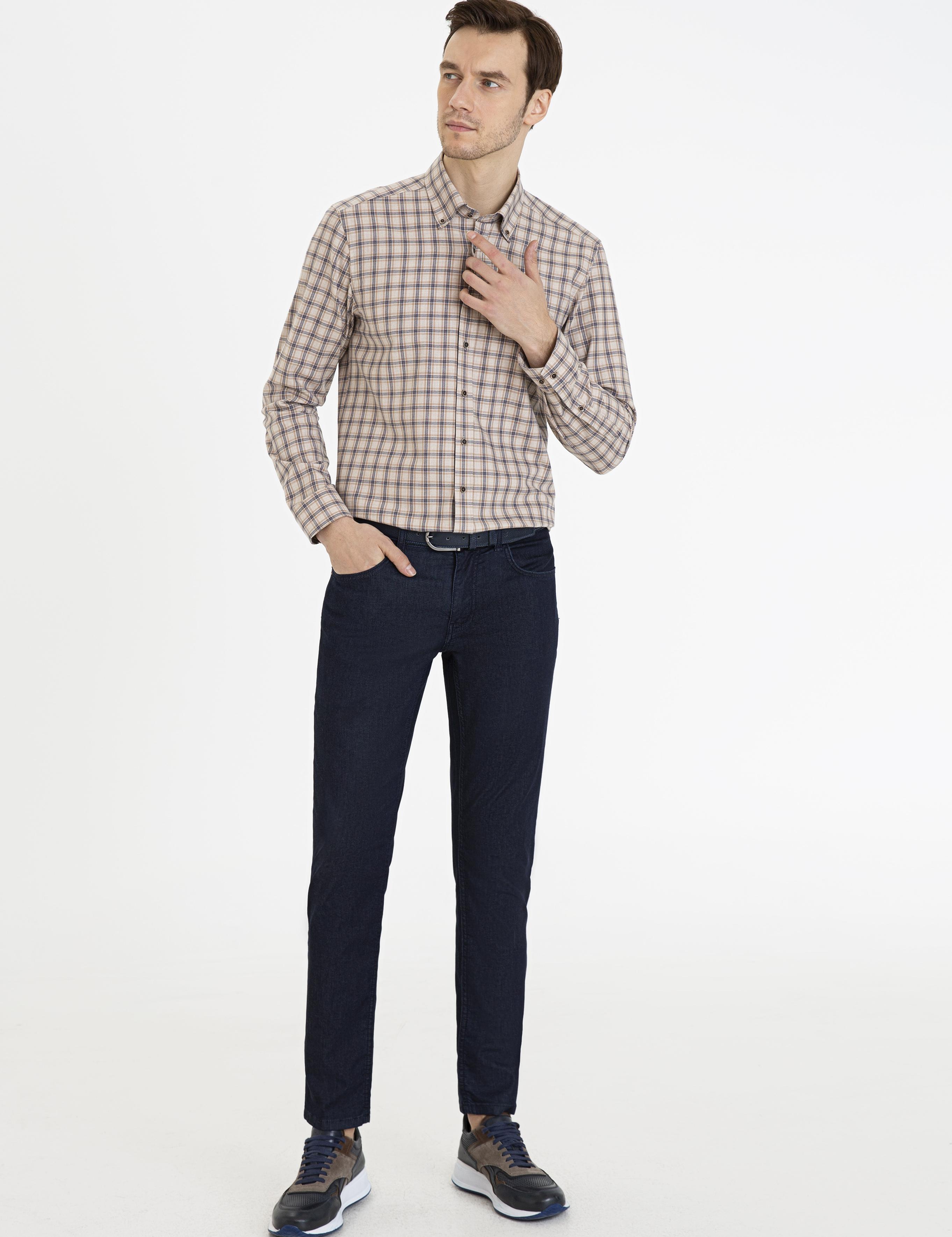 Bej Slim Fit Uzun Kollu Gömlek - 50227332004