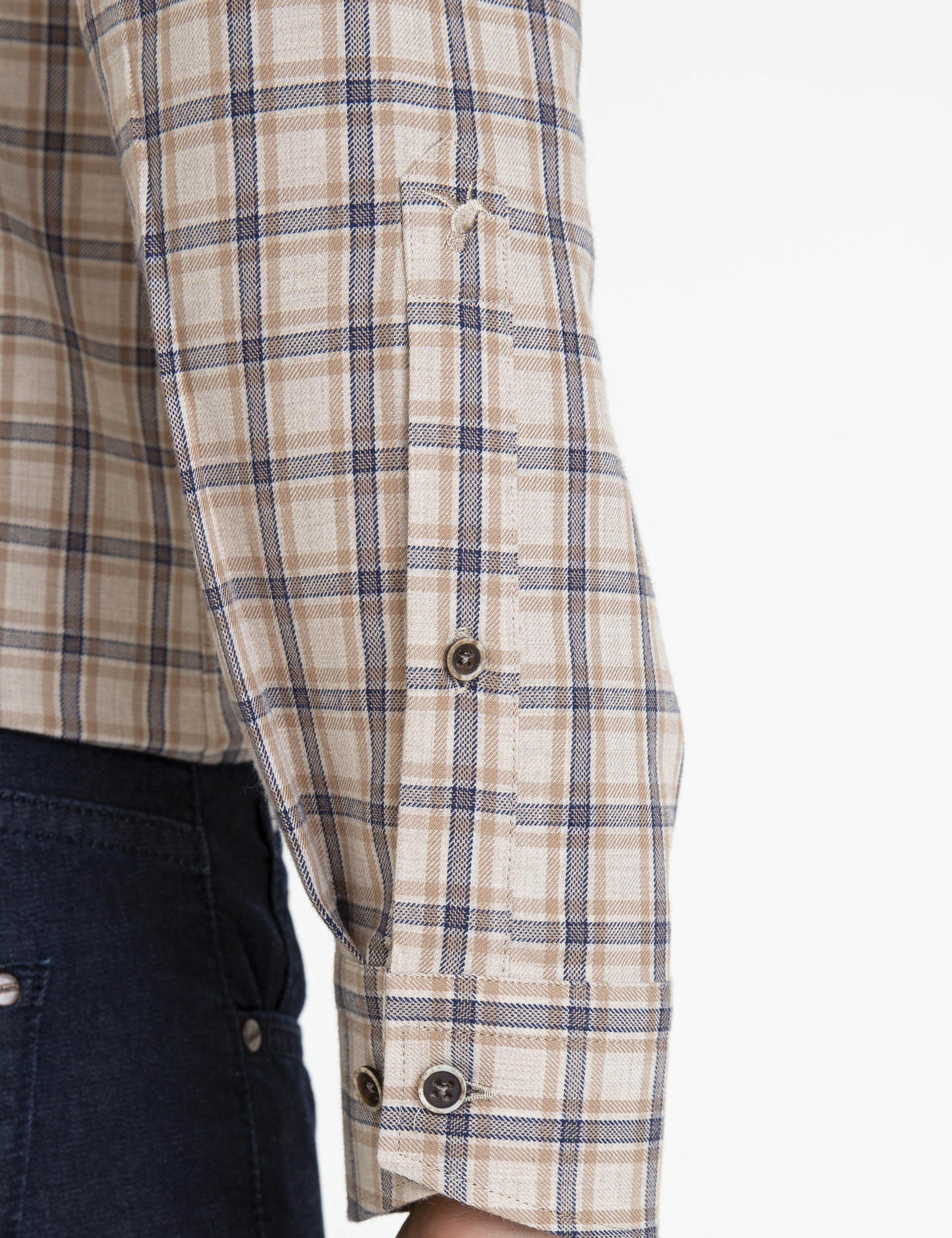 Bej Slim Fit Uzun Kollu Gömlek - 50227332004